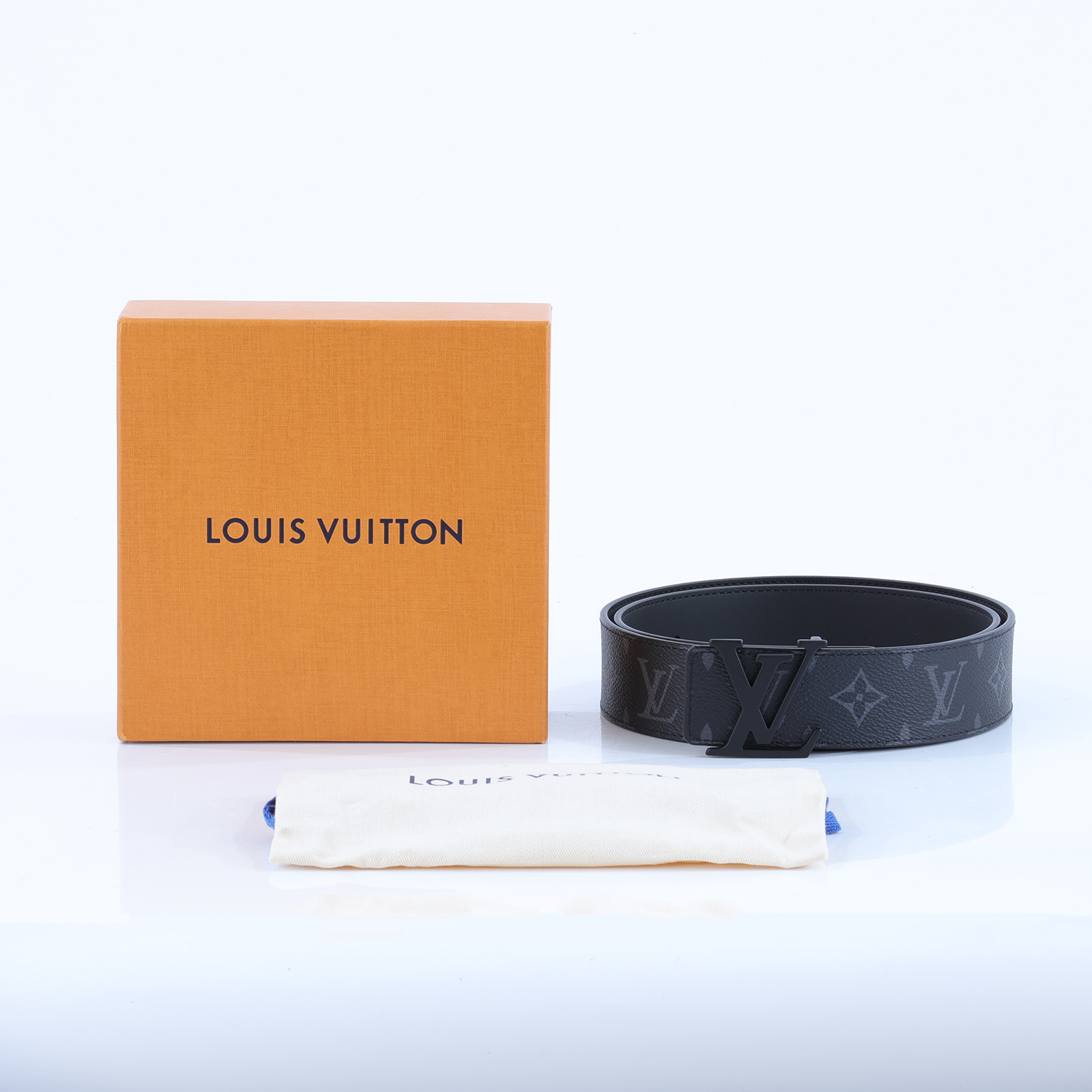 路易威登 LOUIS VUITTON LV Initiales 40毫米 雙面皮帶 M0449U 黑原花皮帶#90 原廠盒子/防塵袋