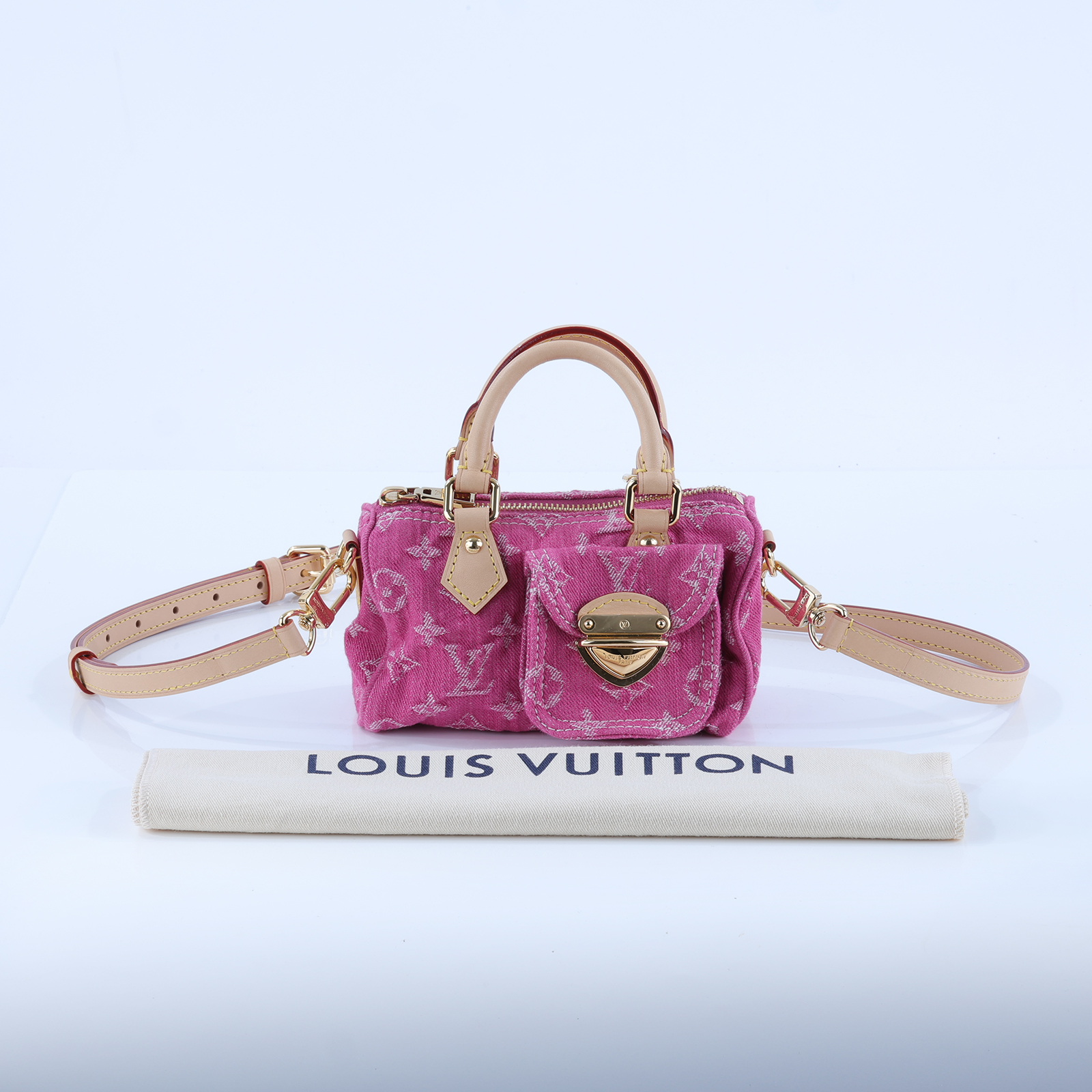 路易威登 LOUIS VUITTON Nautical Nano Speedy 手提包 肩背包 斜背包 波士頓包 牛仔 M27603 晶片款  防塵袋/背帶