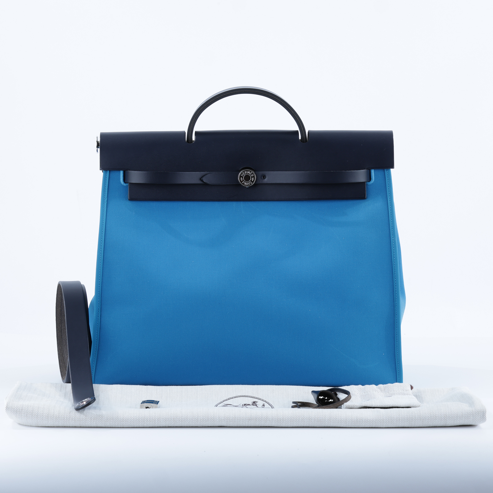 愛馬仕 Hermes Herbag Zip 39 HER39 T刻 T刻 希臘藍HERBAG39 防塵袋/鎖組/背帶