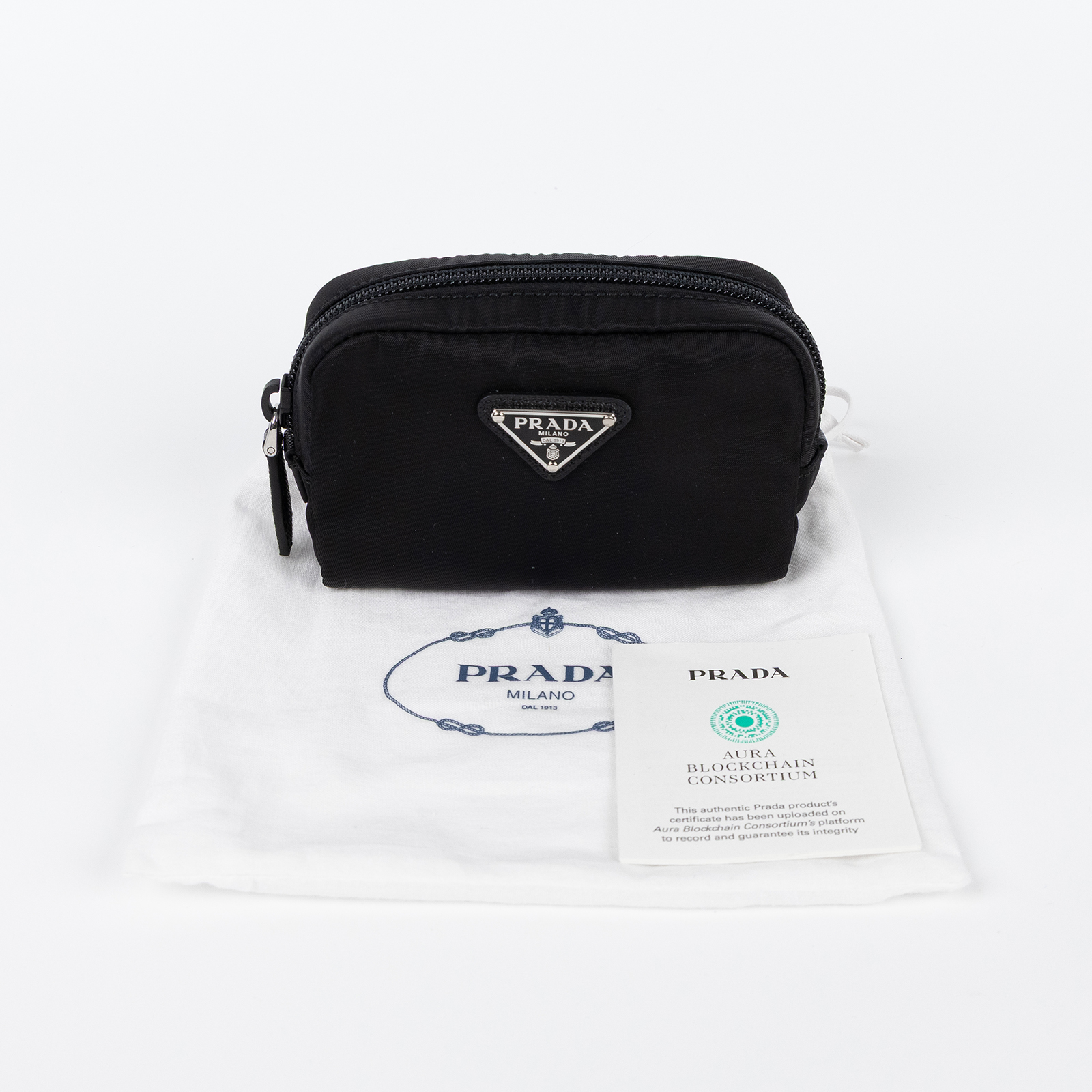 普拉達 PRADA micro Re-Nylon 手拿包 化妝包 1ND339_R067 黑尼龍微型化妝包 防塵袋