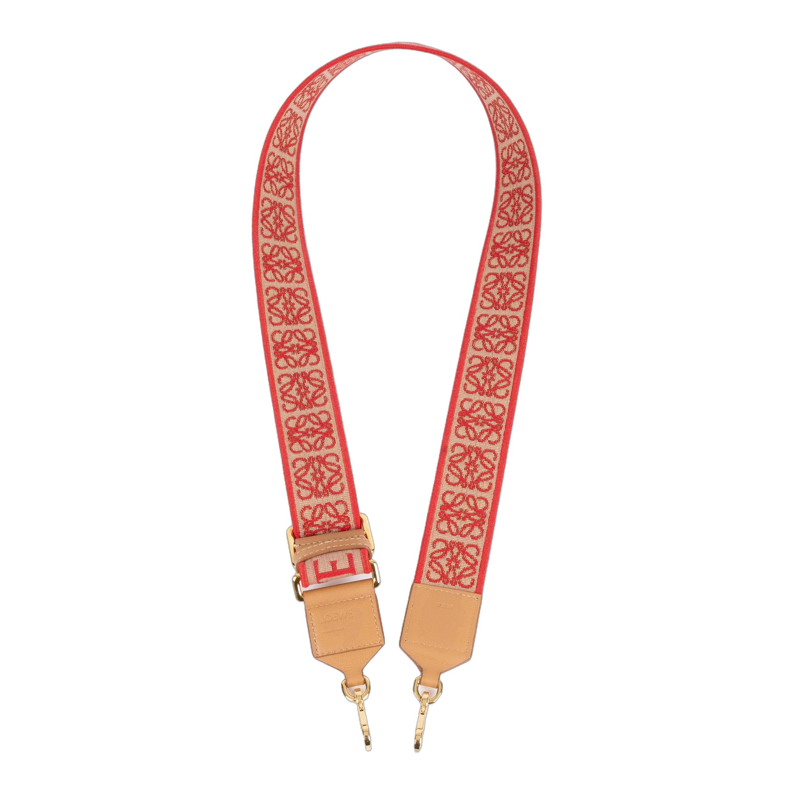 羅意威 LOEWE 緹花織 小牛皮 Anagram 肩帶 C073T87X01 紅刺繡帆布背帶 防塵袋/原廠盒子