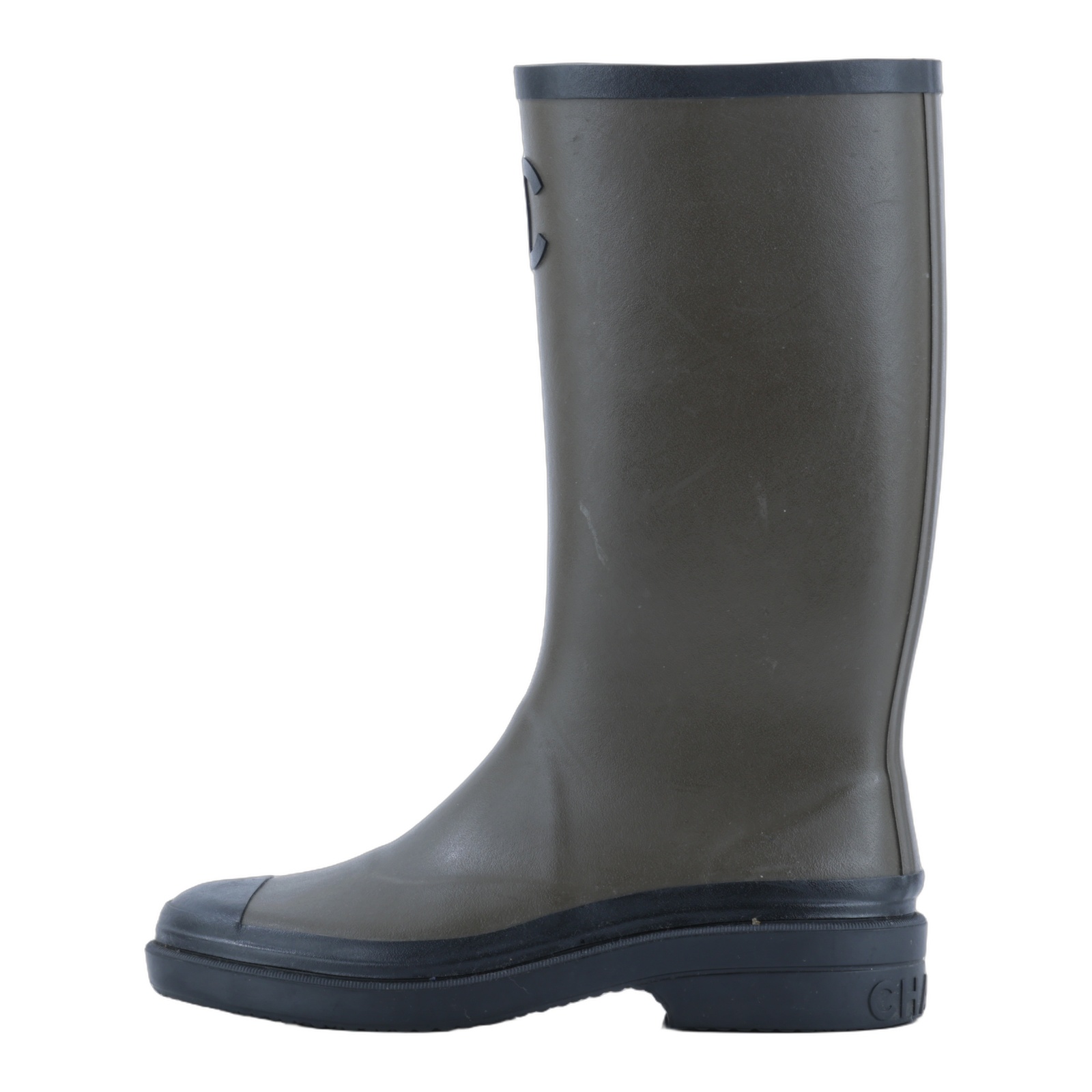 香奈兒 CHANEL Coco Mark 橡膠靴 G45838_37 墨綠雨靴 #37 無附屬品
