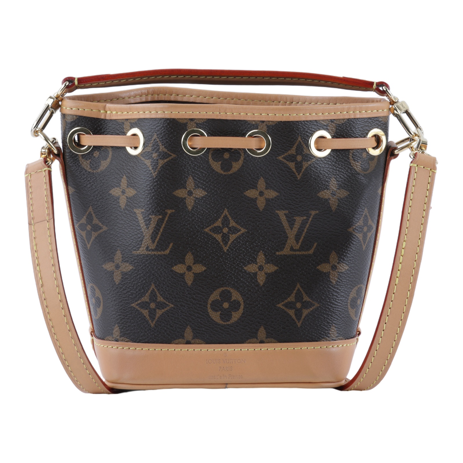 路易威登 LOUIS VUITTON Nano Noé 原花 束口水桶包 M81266 晶片款 原花NANO NOE 背帶2