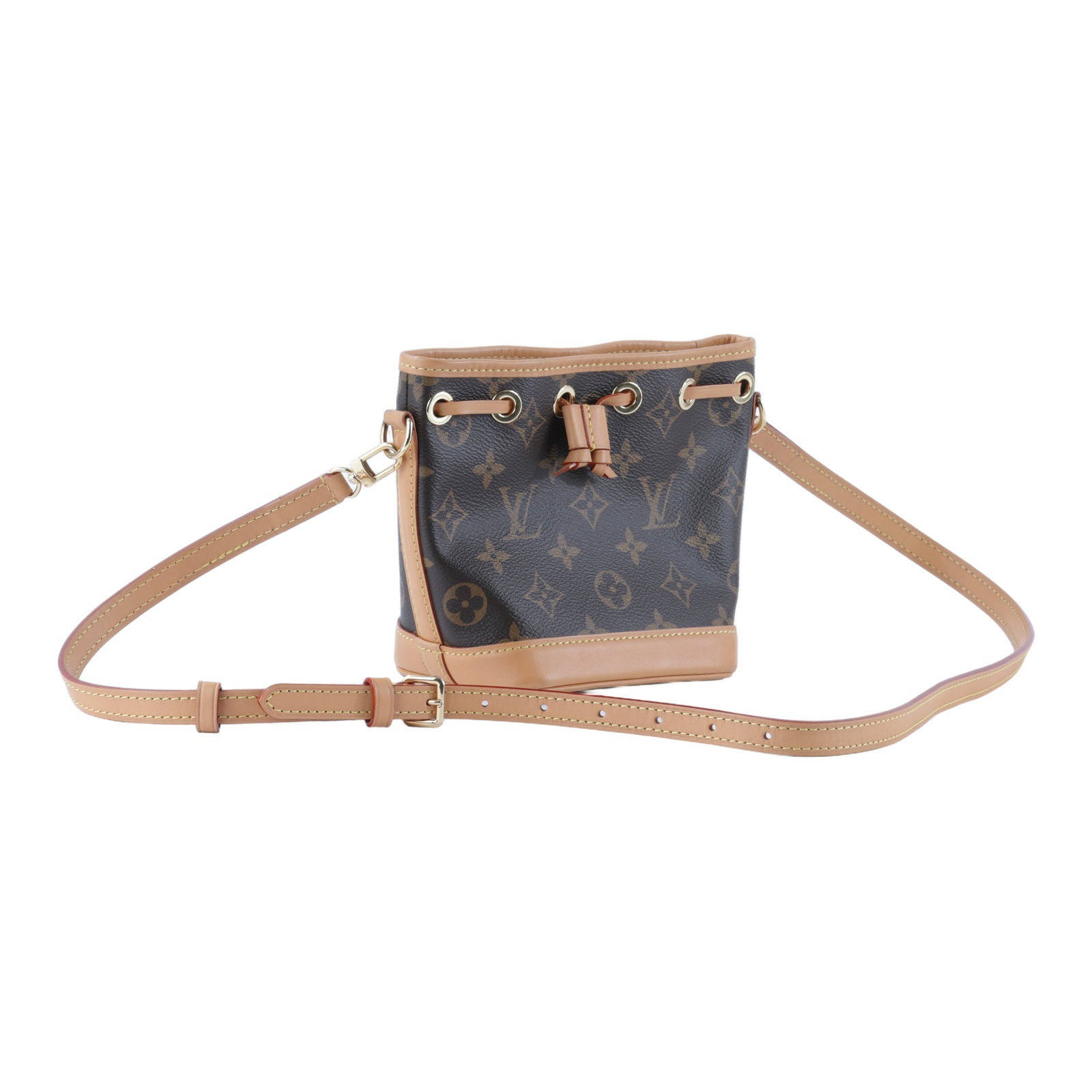 路易威登 LOUIS VUITTON Nano Noé 原花 束口水桶包 M81266 晶片款 原花NANO NOE 背帶2