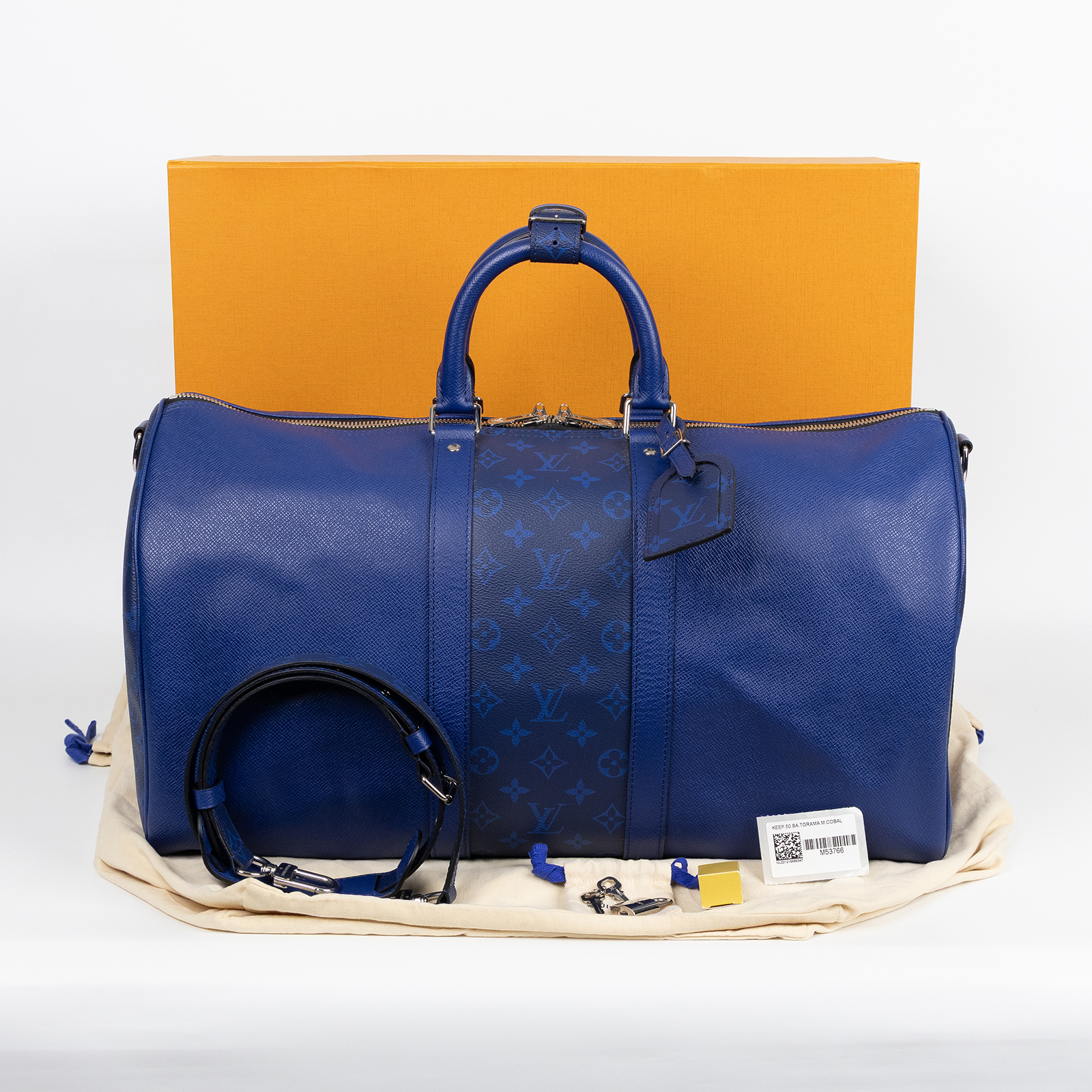 路易威登 LOUIS VUITTON Keepall Bandoulière 50 波士頓包  旅行袋 藍色 M53766 晶片款  原廠盒子/防塵袋/背帶/鎖組/吊牌