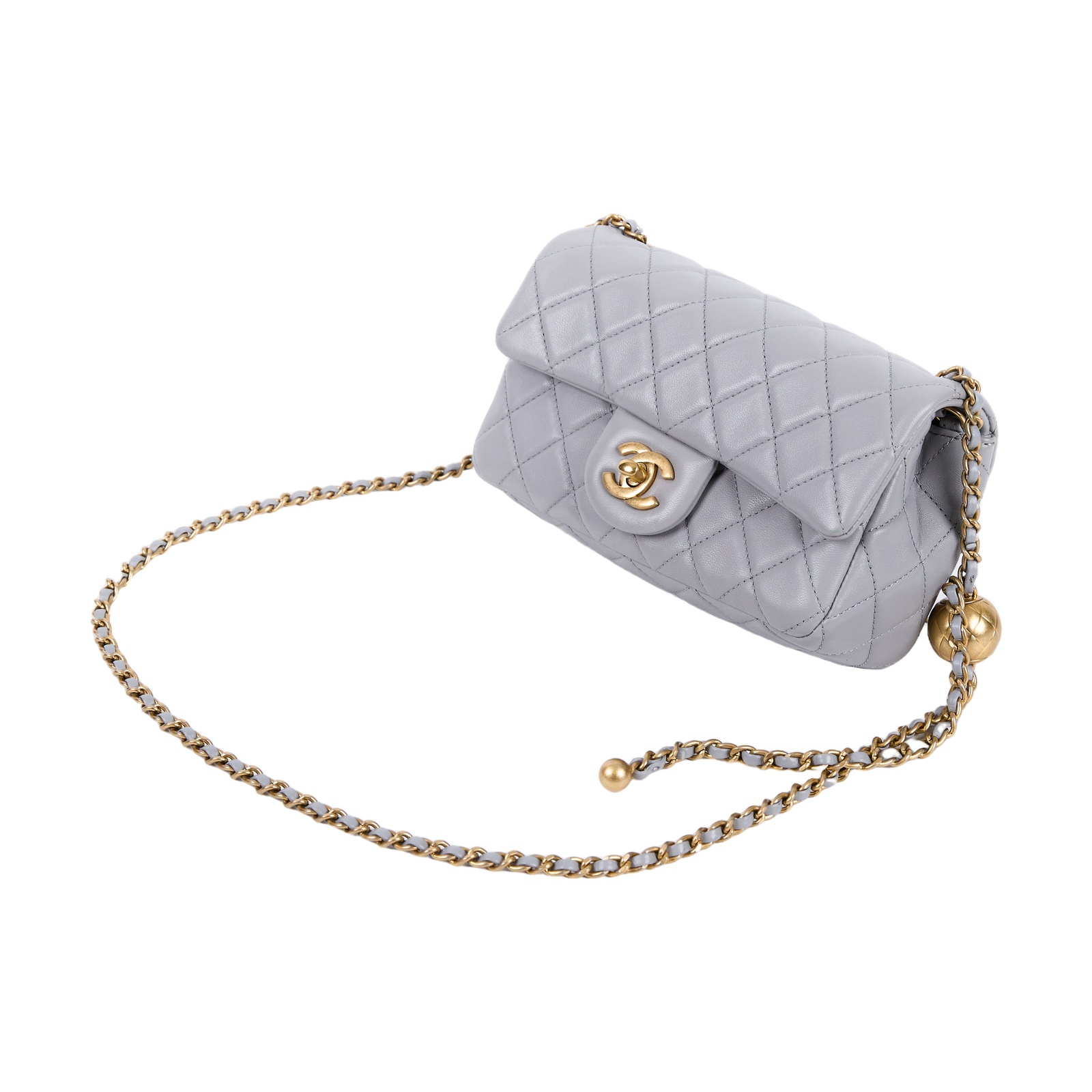 香奈兒 CHANEL 經典迷你口蓋包 AS1787 29開灰金球COCO20 原廠盒子/防塵袋/保證卡