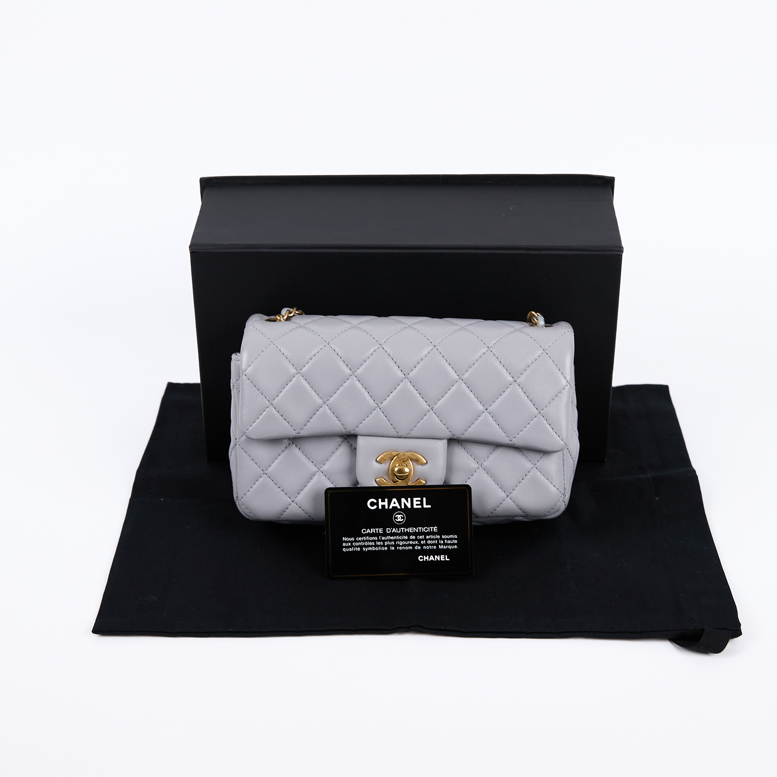 香奈兒 CHANEL 經典迷你口蓋包 AS1787 29開灰金球COCO20 原廠盒子/防塵袋/保證卡