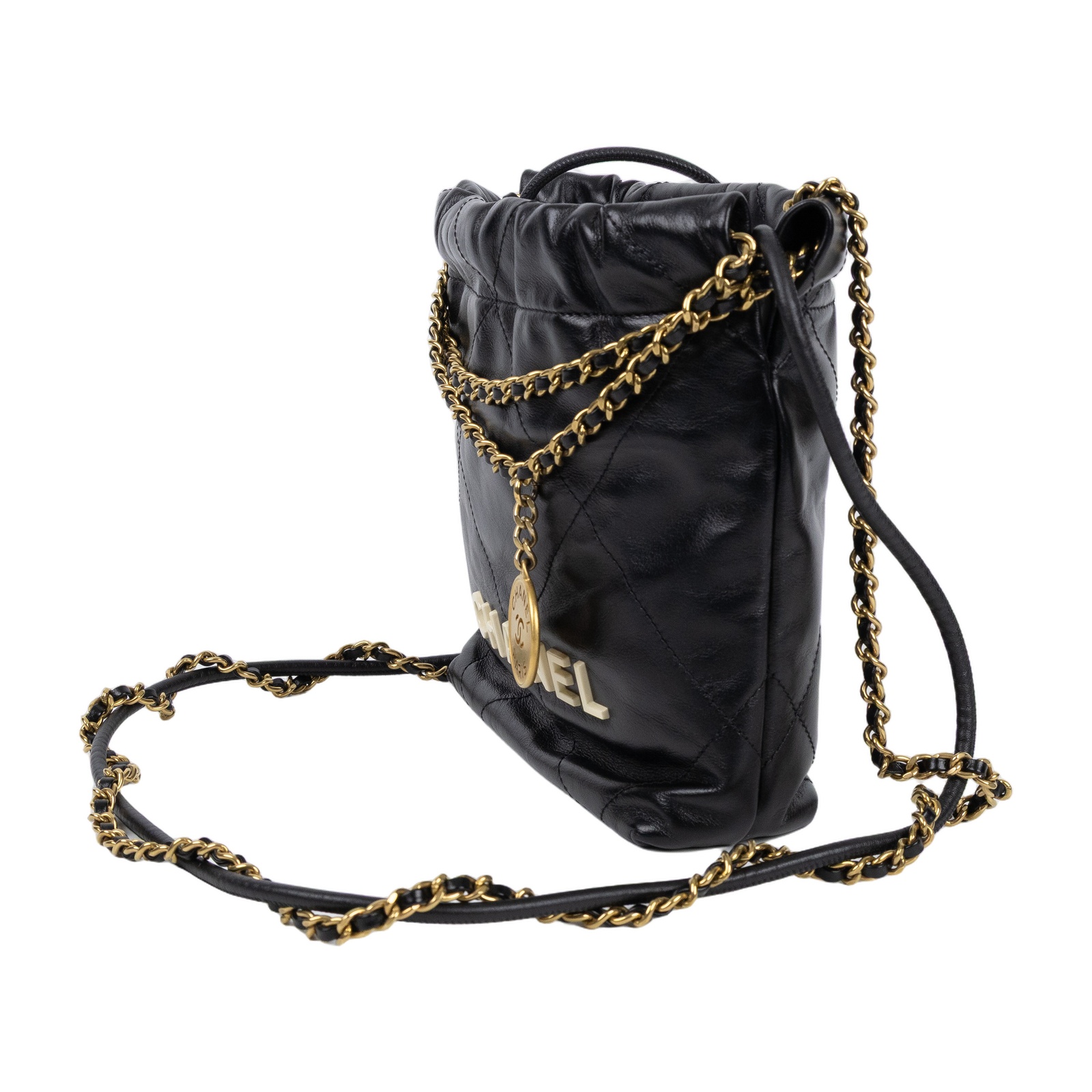 香奈兒 CHANEL 22 迷你 束口包 AS3980 B09859 黑金22包 MINI 原廠盒子/防塵袋/購買證明