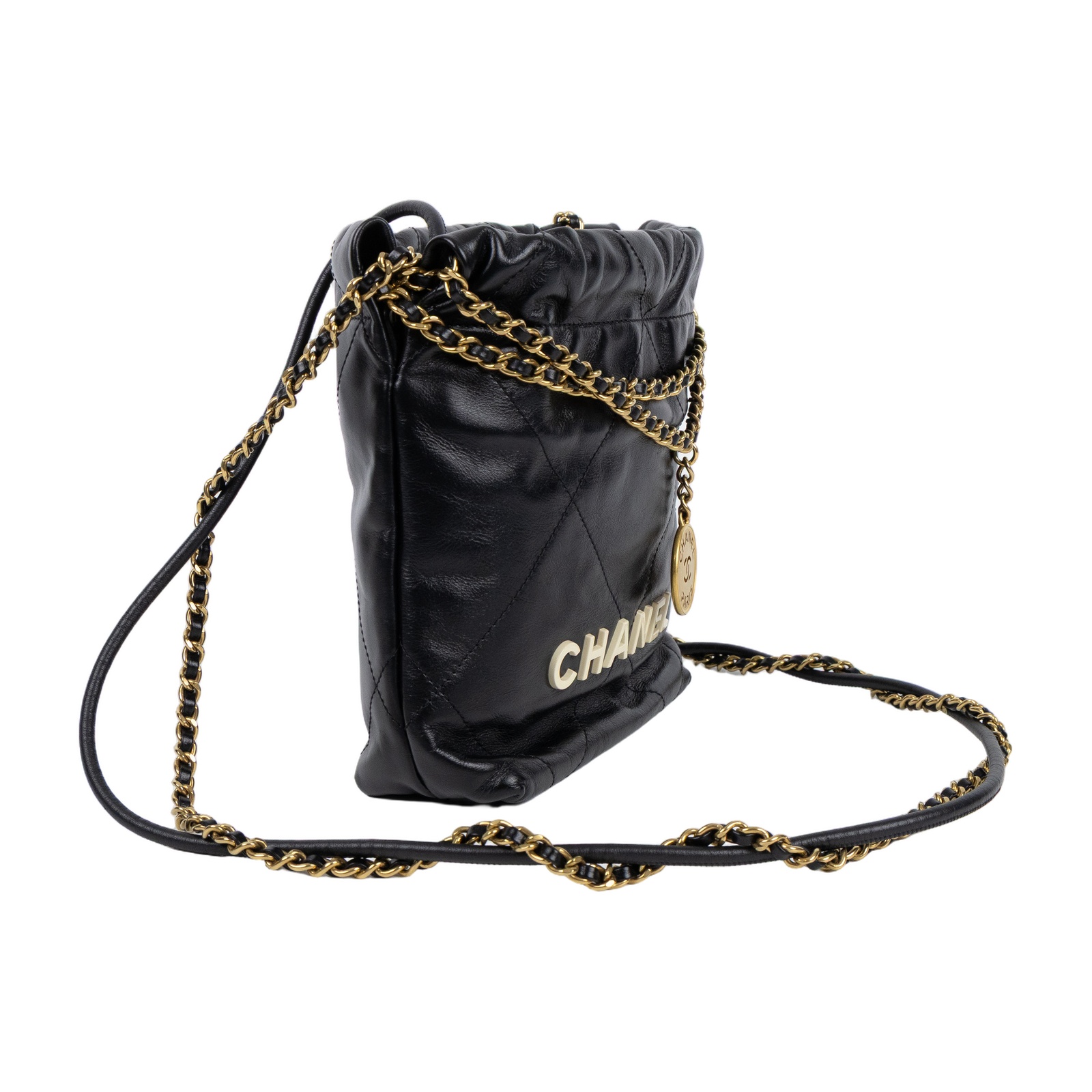香奈兒 CHANEL 22 迷你 束口包 AS3980 B09859 黑金22包 MINI 原廠盒子/防塵袋/購買證明