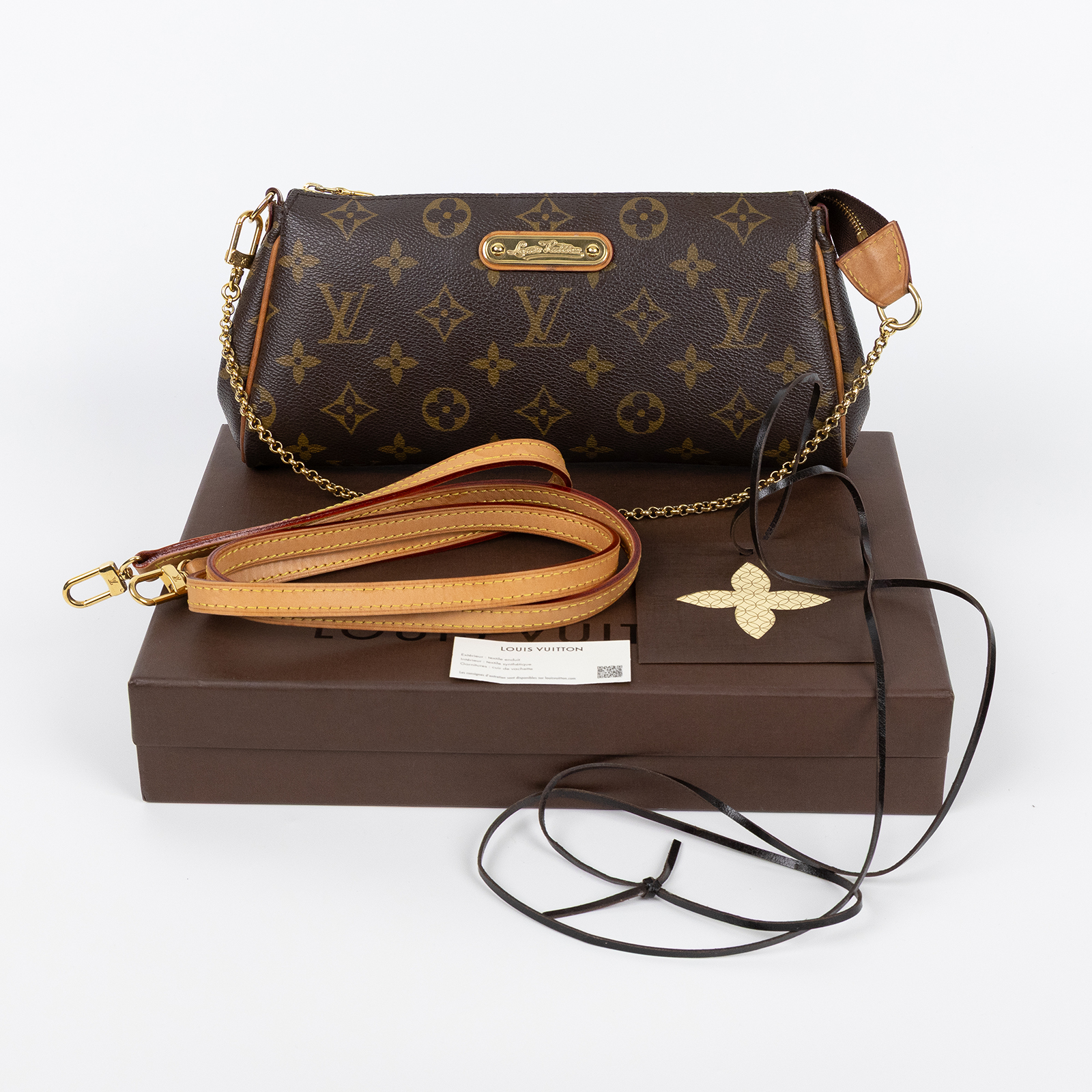 路易威登 LOUIS VUITTON Eva 經典帆布 鍊帶 小肩包 M95567 原花EVA 原廠盒子/背帶