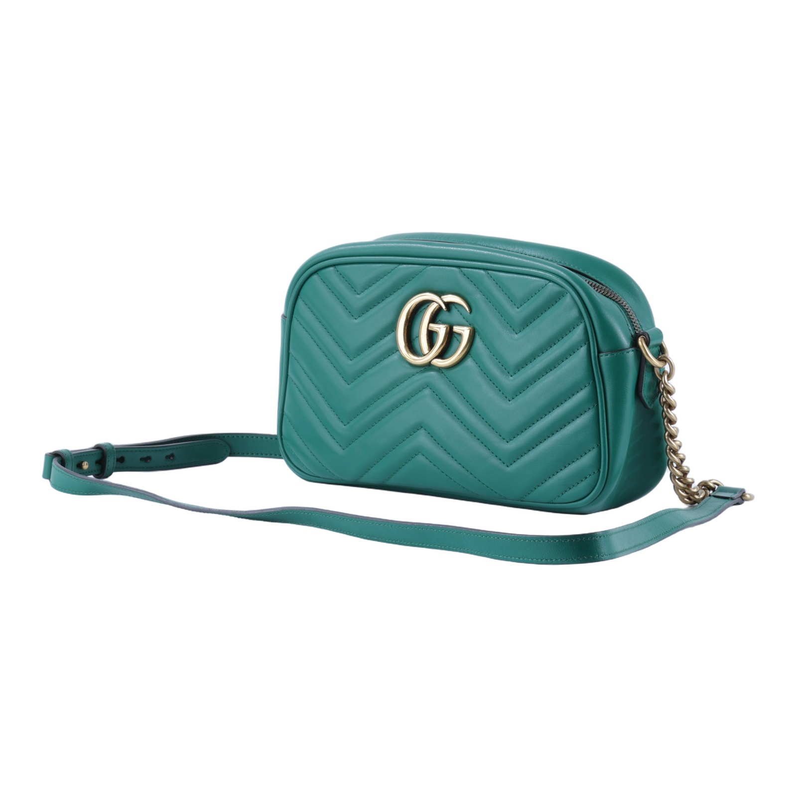 古馳 GUCCI GG Marmont 小型 絎縫 肩揹袋 447632 DTD1T 綠MARMONT相機包 防塵袋