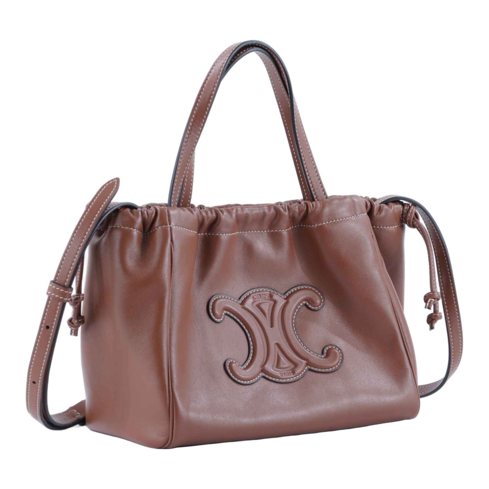思琳 CELINE Cuir Triomphe 平滑牛皮革 小型 Cabas 索繩 肩背 手提包 111013DU3  防塵袋/背帶