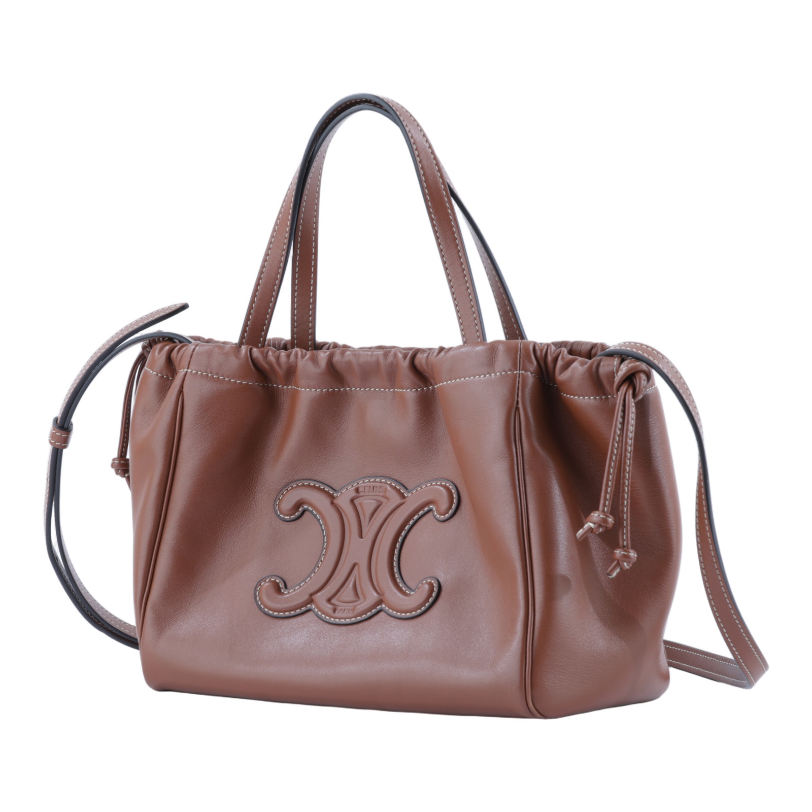 思琳 CELINE Cuir Triomphe 平滑牛皮革 小型 Cabas 索繩 肩背 手提包 111013DU3  防塵袋/背帶