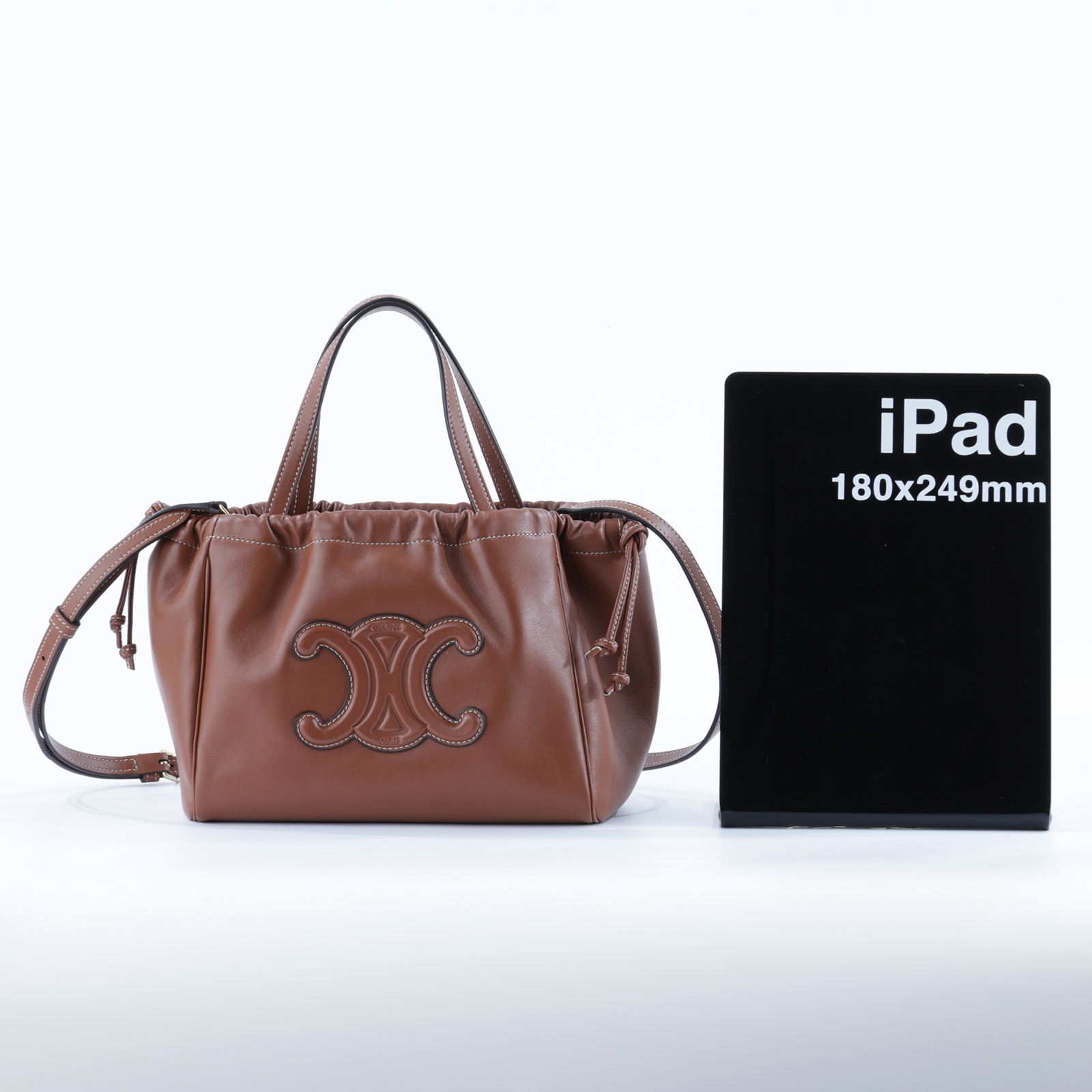 思琳 CELINE Cuir Triomphe 平滑牛皮革 小型 Cabas 索繩 肩背 手提包 111013DU3  防塵袋/背帶