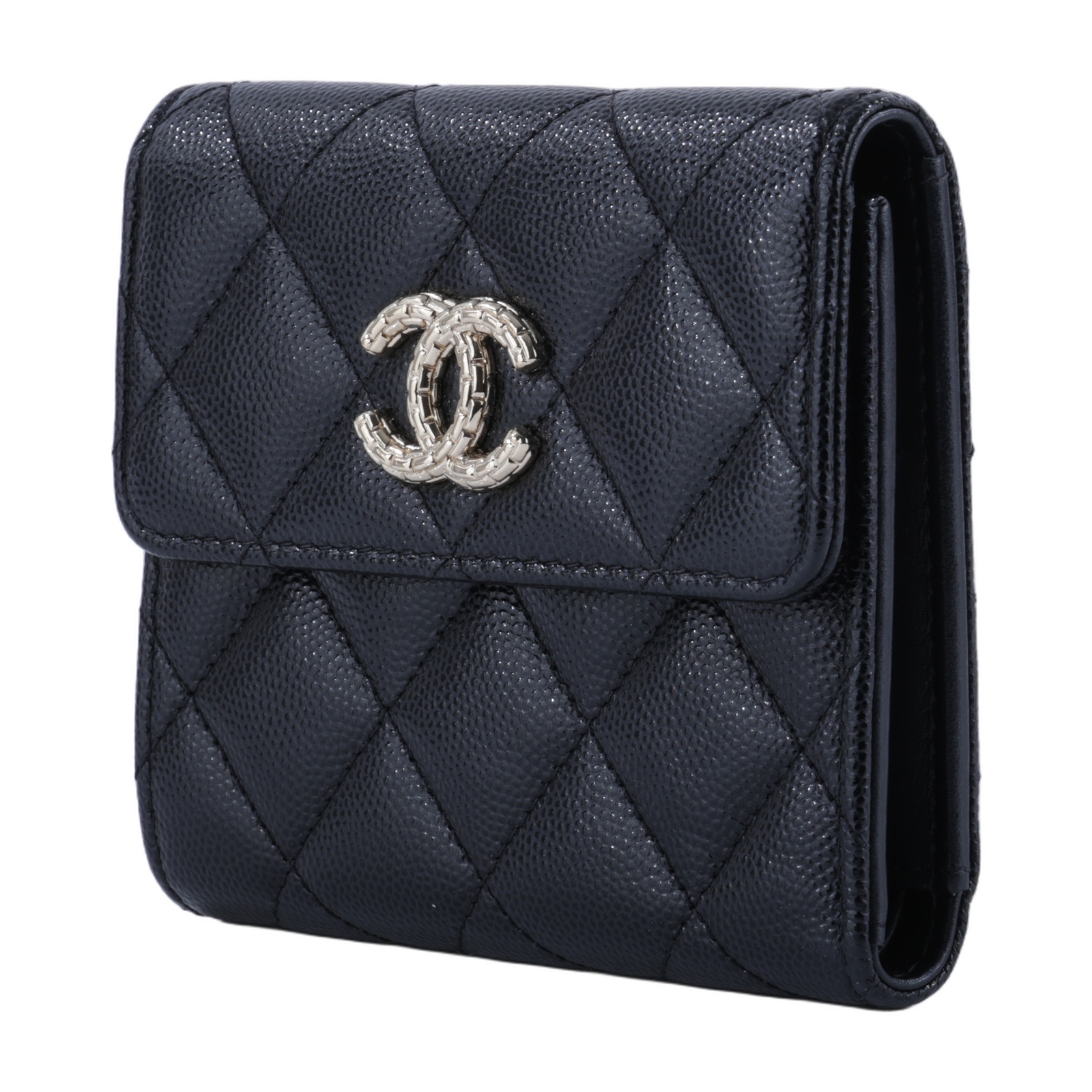 香奈兒 CHANEL CC Logo 錢包 彩色內裡 三折短夾 AP4086 晶片款 黑荔枝三折短夾 原廠盒子/防塵袋