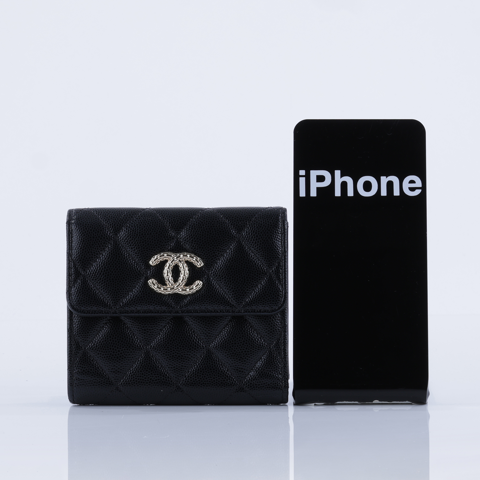 香奈兒 CHANEL CC Logo 錢包 彩色內裡 三折短夾 AP4086 晶片款 黑荔枝三折短夾 原廠盒子/防塵袋
