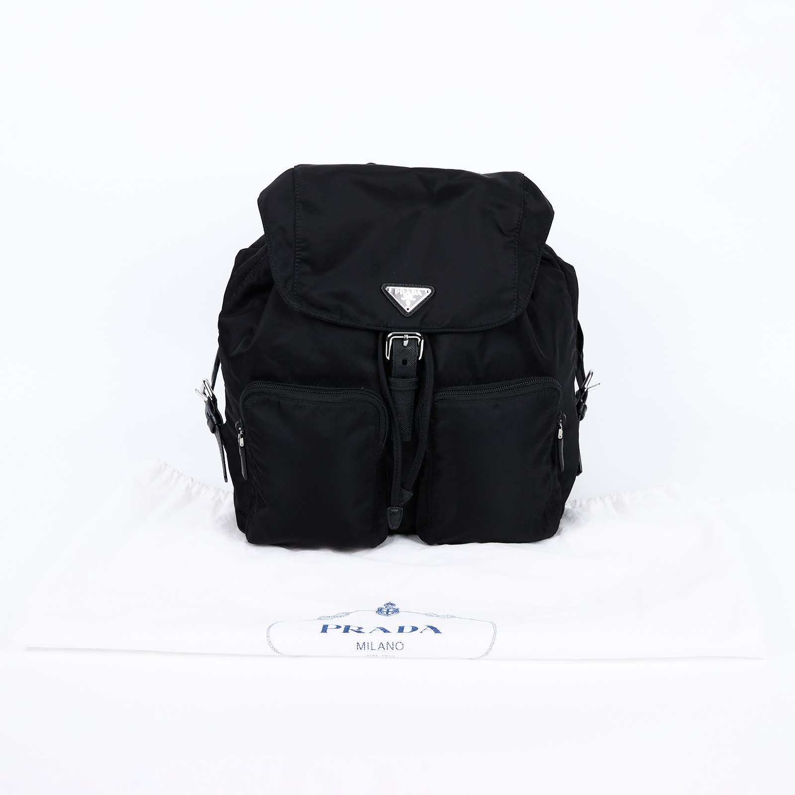 普拉達 PRADA Re-Nylon 後背包 雙肩包 1BZ005_ZOT 黑尼龍後背包 防塵袋