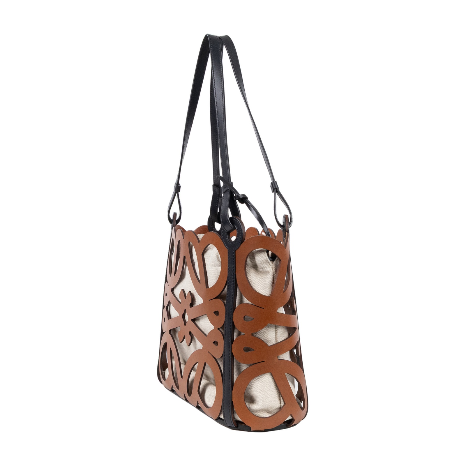 羅意威 LOEWE Anagram Cutout 托特包 手提包 A821Q05X01 棕ANAGRAM簍空托特包 皮革製品成分證明