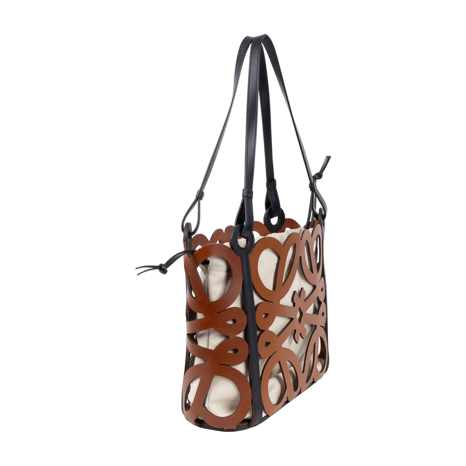 羅意威 LOEWE Anagram Cutout 托特包 手提包 A821Q05X01 棕ANAGRAM簍空托特包 皮革製品成分證明