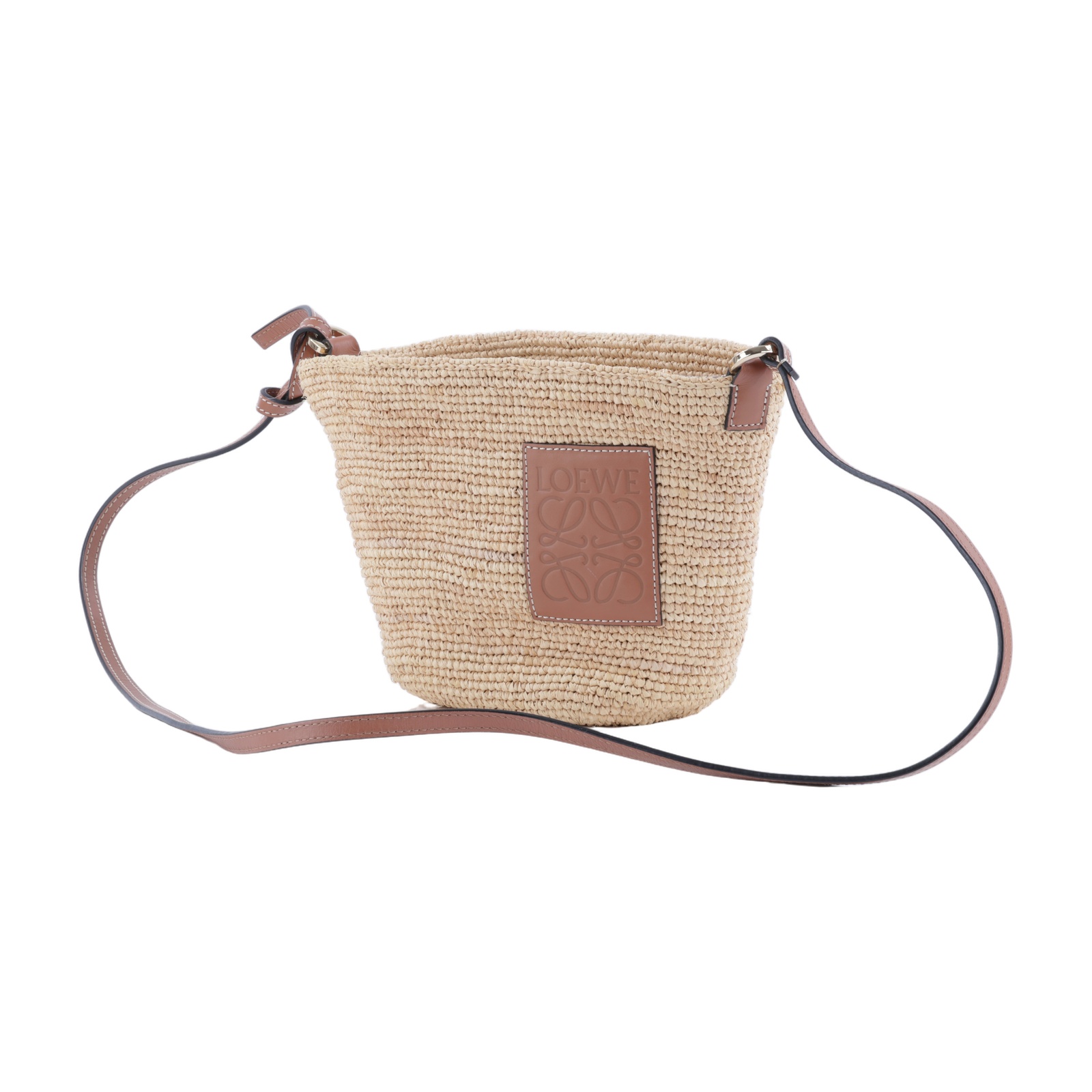 羅意威 LOEWE Slit Pochette 肩背包 328.24.W10 草編斜背包 防塵袋/購買證明