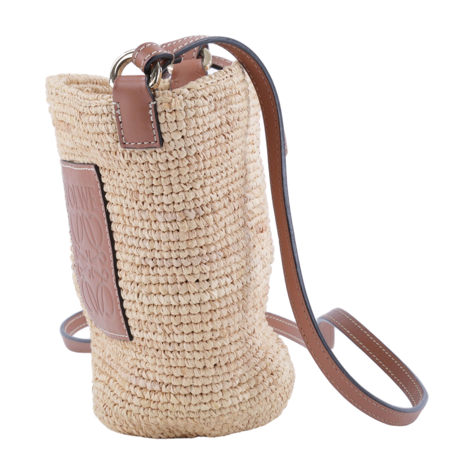 羅意威 LOEWE Slit Pochette 肩背包 328.24.W10 草編斜背包 防塵袋/購買證明