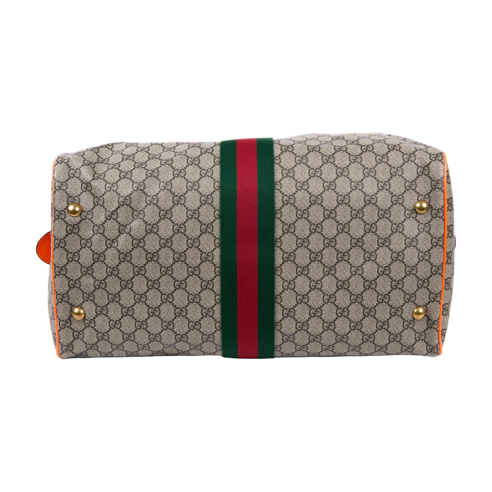 古馳 GUCCI Savoy 旅行袋 手提包 波士頓包 中型 724642 FADHS 螢光橘G紋行李袋 背帶/鎖組/吊牌