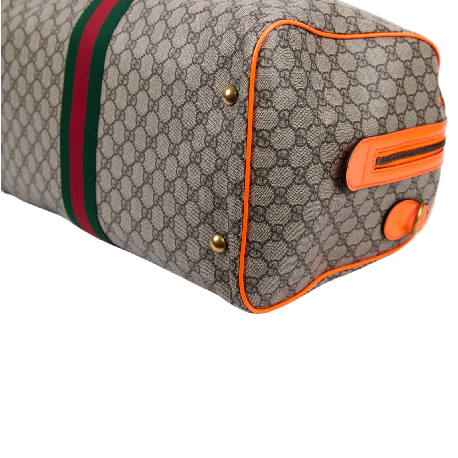 古馳 GUCCI Savoy 旅行袋 手提包 波士頓包 中型 724642 FADHS 螢光橘G紋行李袋 背帶/鎖組/吊牌