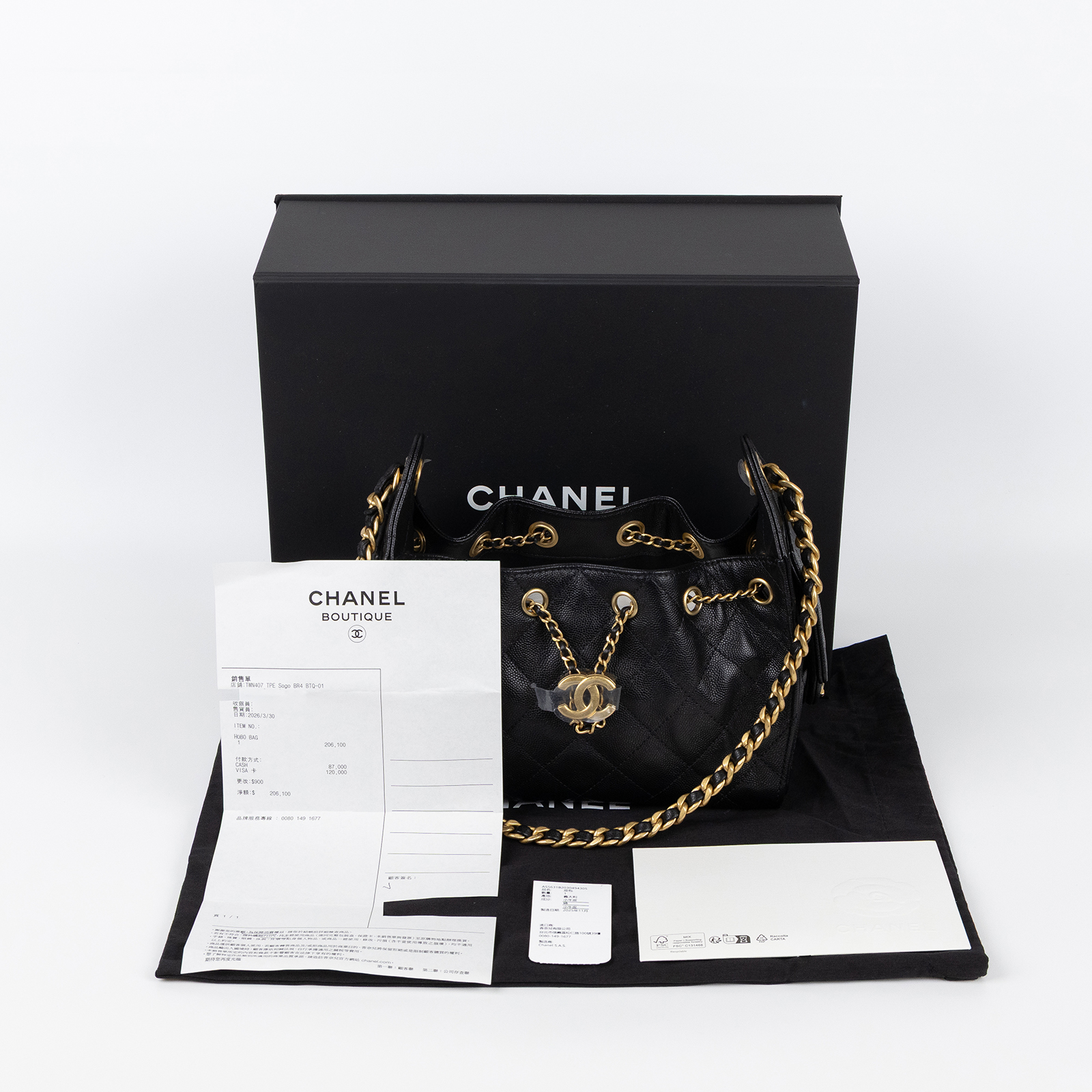 香奈兒 CHANEL 25 迷你包 AS5631 B20304 黑金荔枝25包 MINI 原廠盒子/防塵袋/購買證明