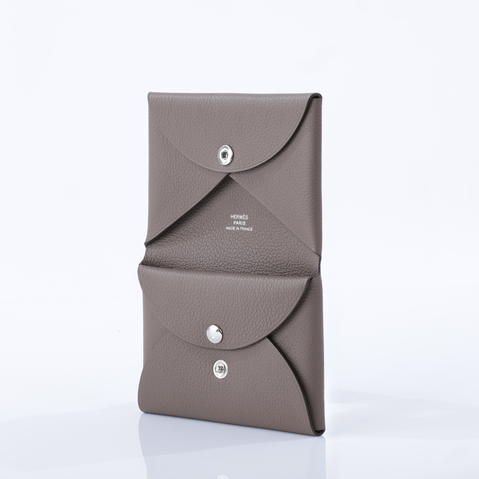 愛馬仕 Hermes Calvi Duo 卡包 CALD W MZ 010 MM W刻 大象灰CALVI DUO 原廠盒子