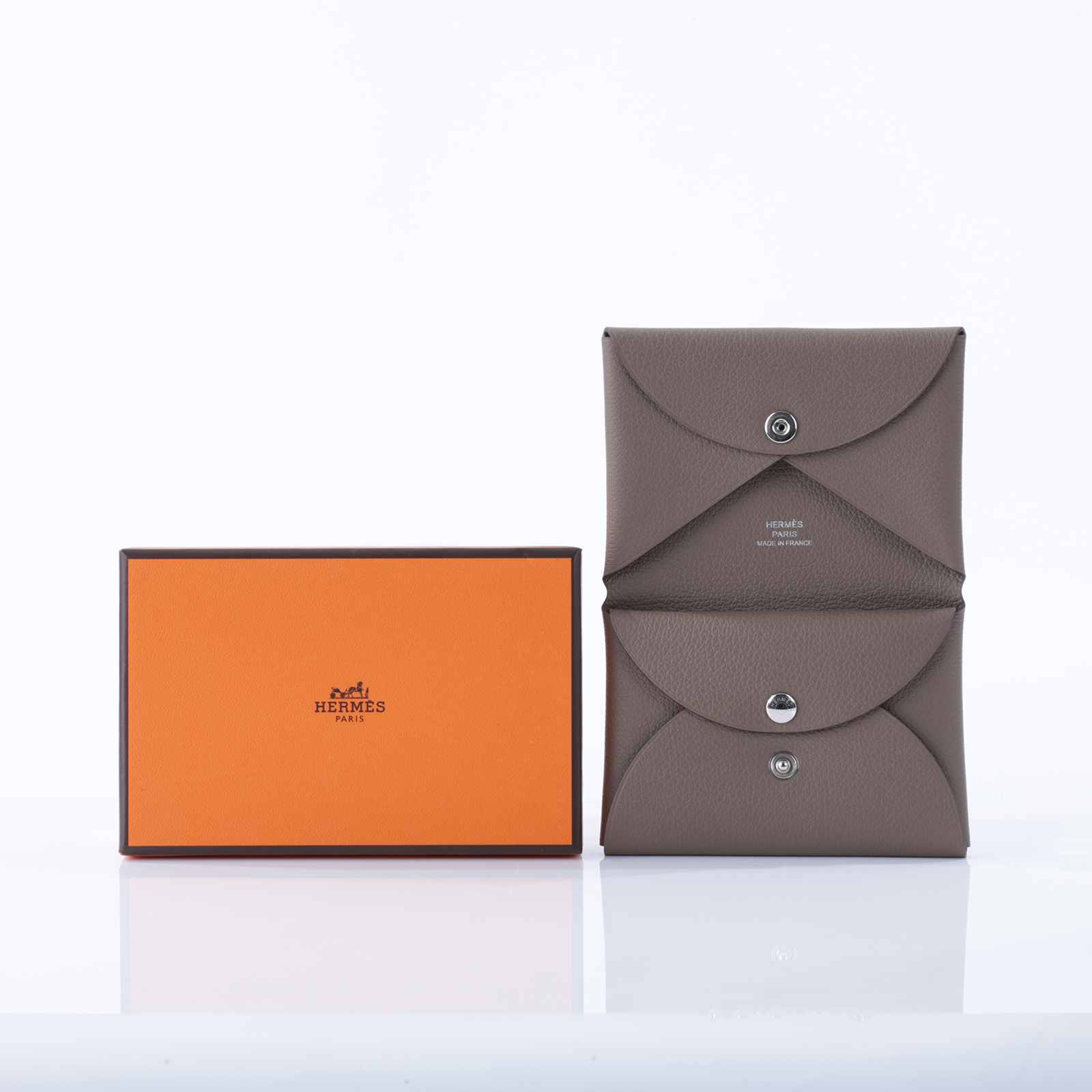 愛馬仕 Hermes Calvi Duo 卡包 CALD W MZ 010 MM W刻 大象灰CALVI DUO 原廠盒子