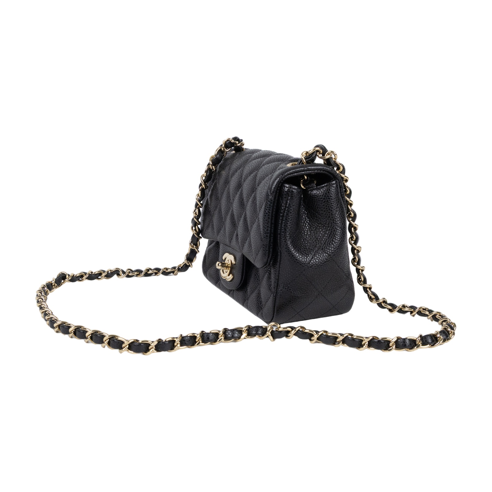 香奈兒 CHANEL CF 方形 迷你 口蓋包 A35200 25開黑荔枝方胖 無附屬品