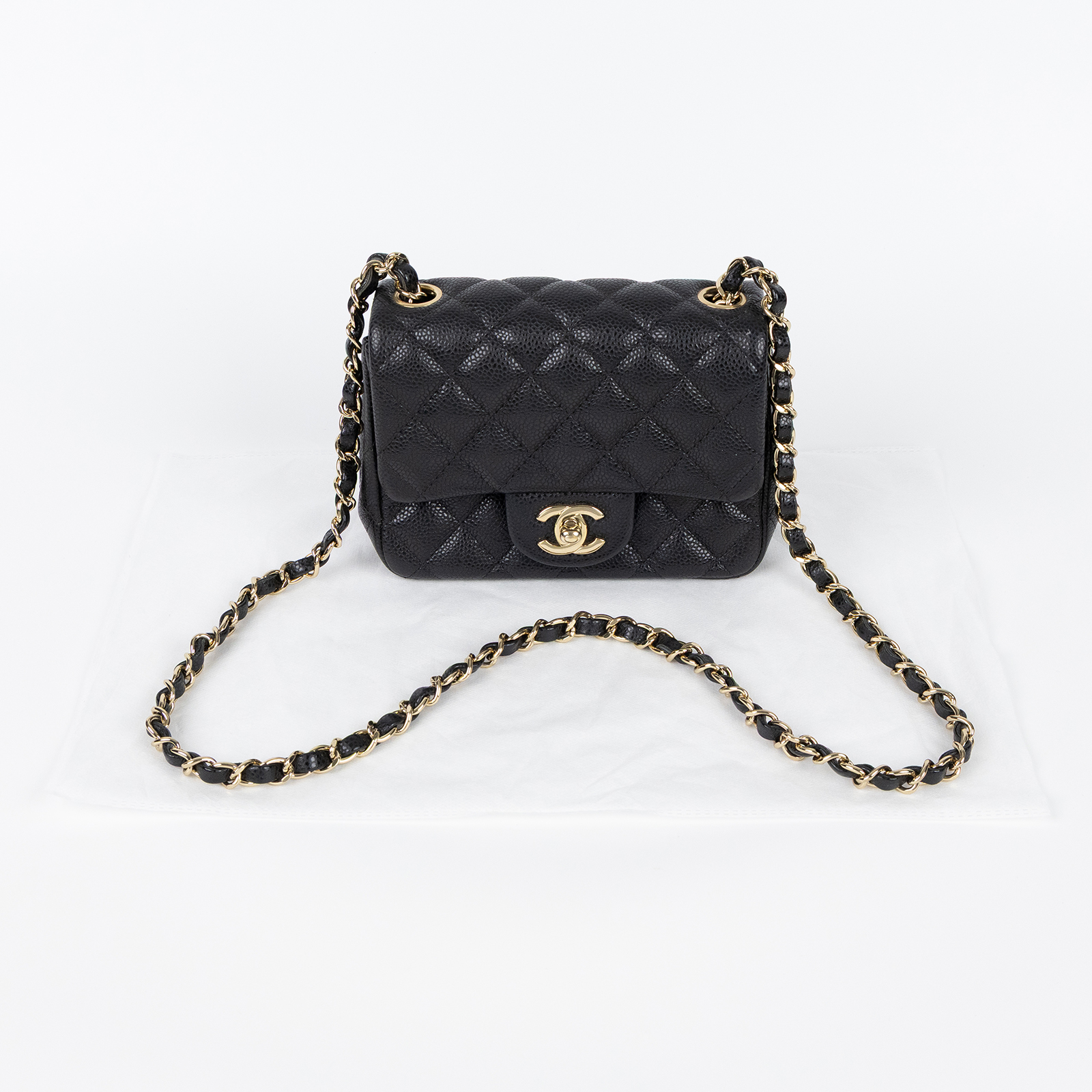 香奈兒 CHANEL CF 方形 迷你 口蓋包 A35200 25開黑荔枝方胖 無附屬品