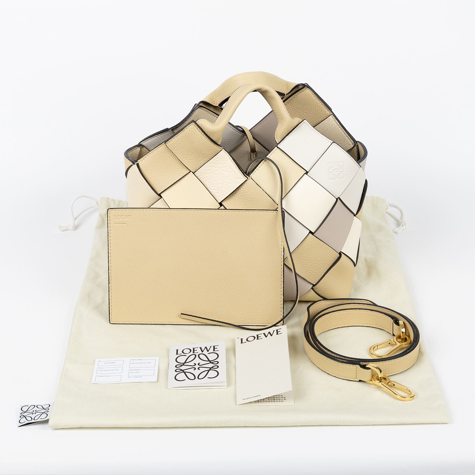 羅意威 LOEWE Woven Basket Surplus 籃子包 手提包 肩背包 101.88.K05  防塵袋/背帶/內袋