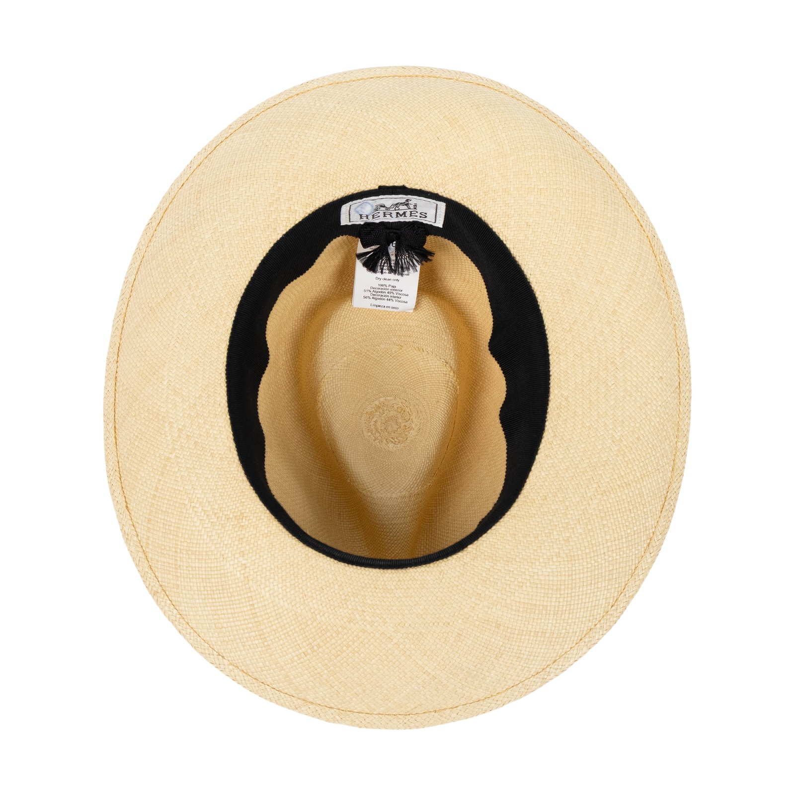 愛馬仕 Hermes Fedora 費多拉草帽   黑絲巾竹編帽 無附屬品