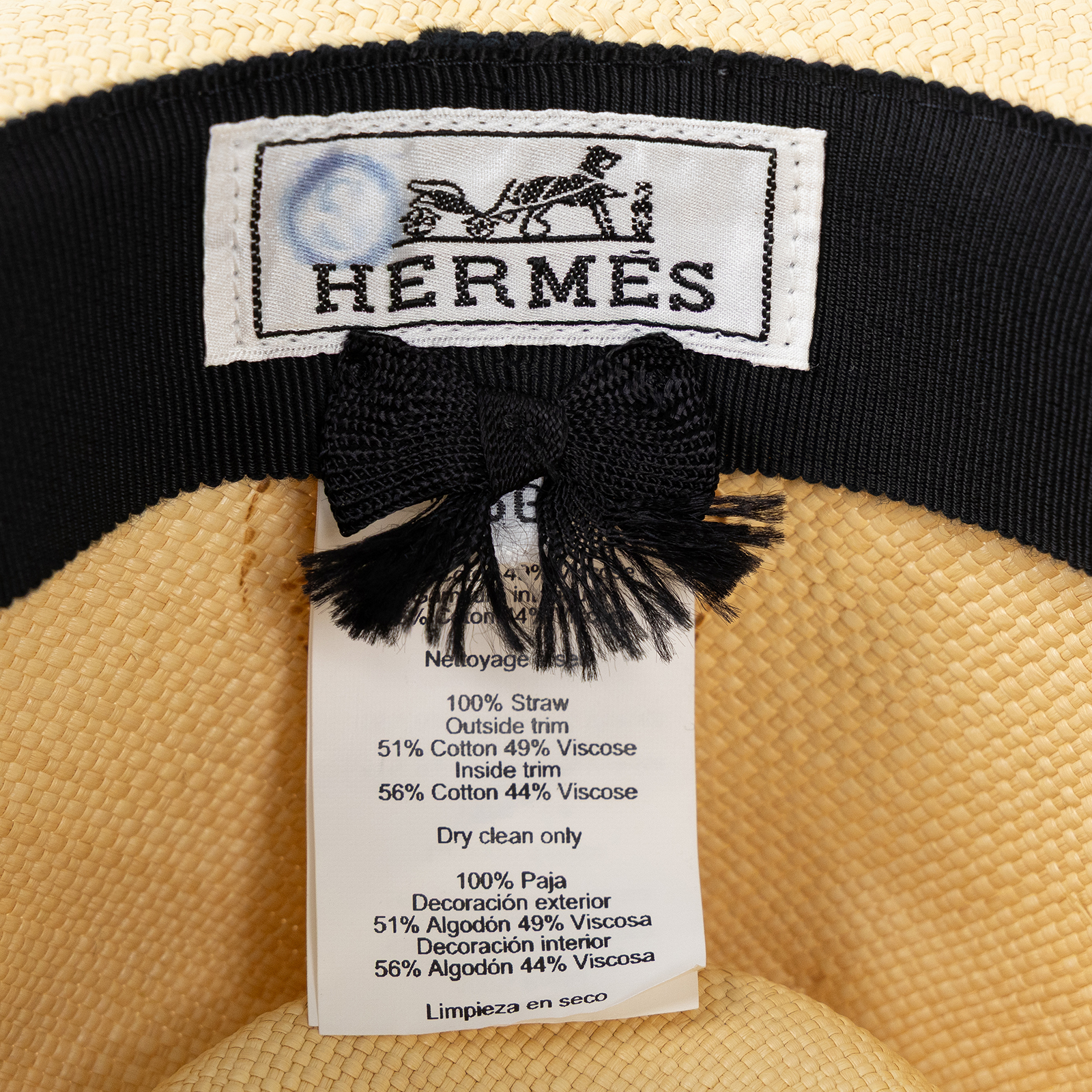愛馬仕 Hermes Fedora 費多拉草帽   黑絲巾竹編帽 無附屬品