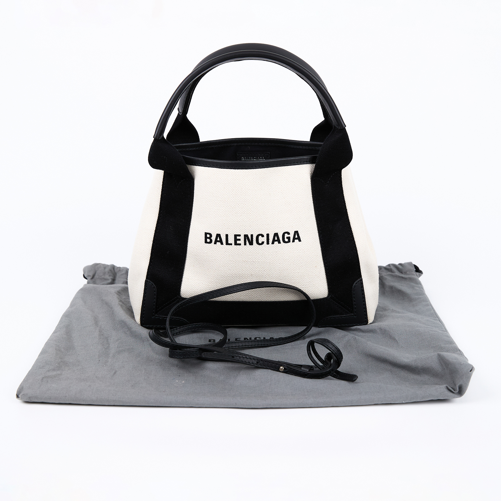 巴黎世家 BALENCIAGA NAVY CABAS XS 托特包 手提包 肩背包 斜背包 3903462HH3N 黑白CABAS XS 防塵袋/背帶/內袋