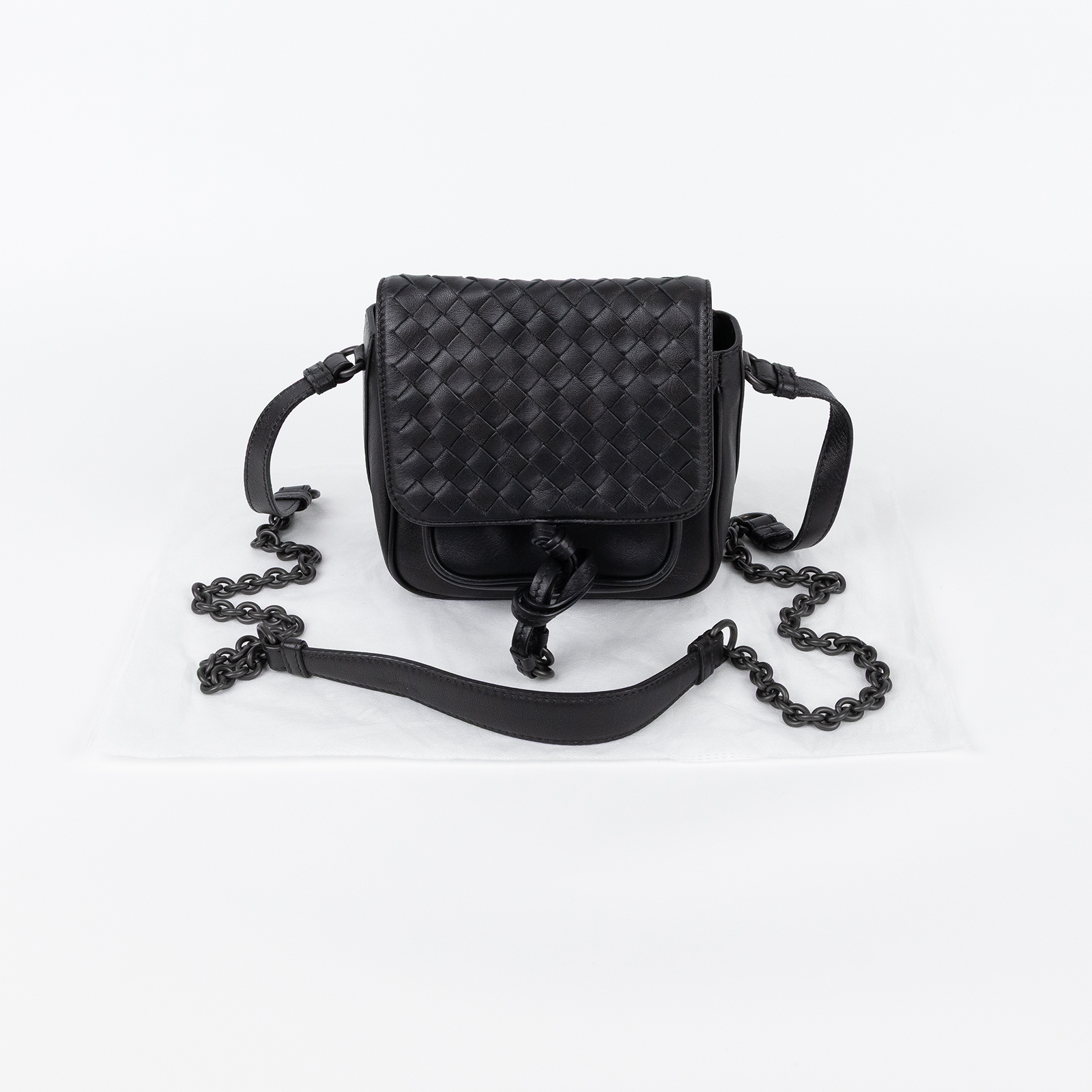 寶緹嘉 BOTTEGA VENETA 肩背包 斜背包 444960V0016 黑細編織肩背包 無附屬品