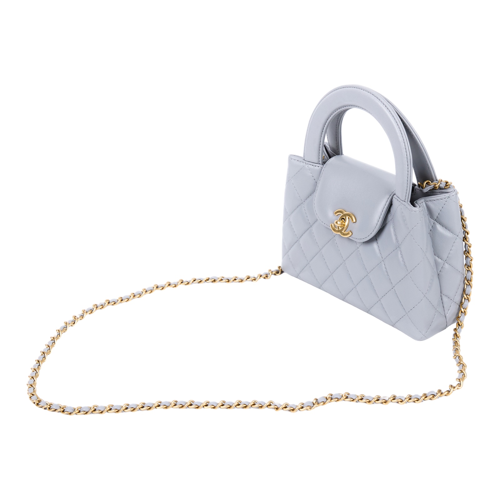 香奈兒 CHANEL Kelly Nano 手提 斜背包 AS4416 B20787 晶片款 灰SHOPPING BAG 原廠盒子/防塵袋/購買證明