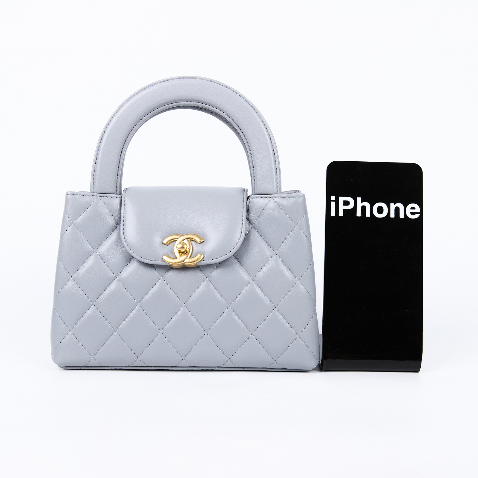香奈兒 CHANEL Kelly Nano 手提 斜背包 AS4416 B20787 晶片款 灰SHOPPING BAG 原廠盒子/防塵袋/購買證明
