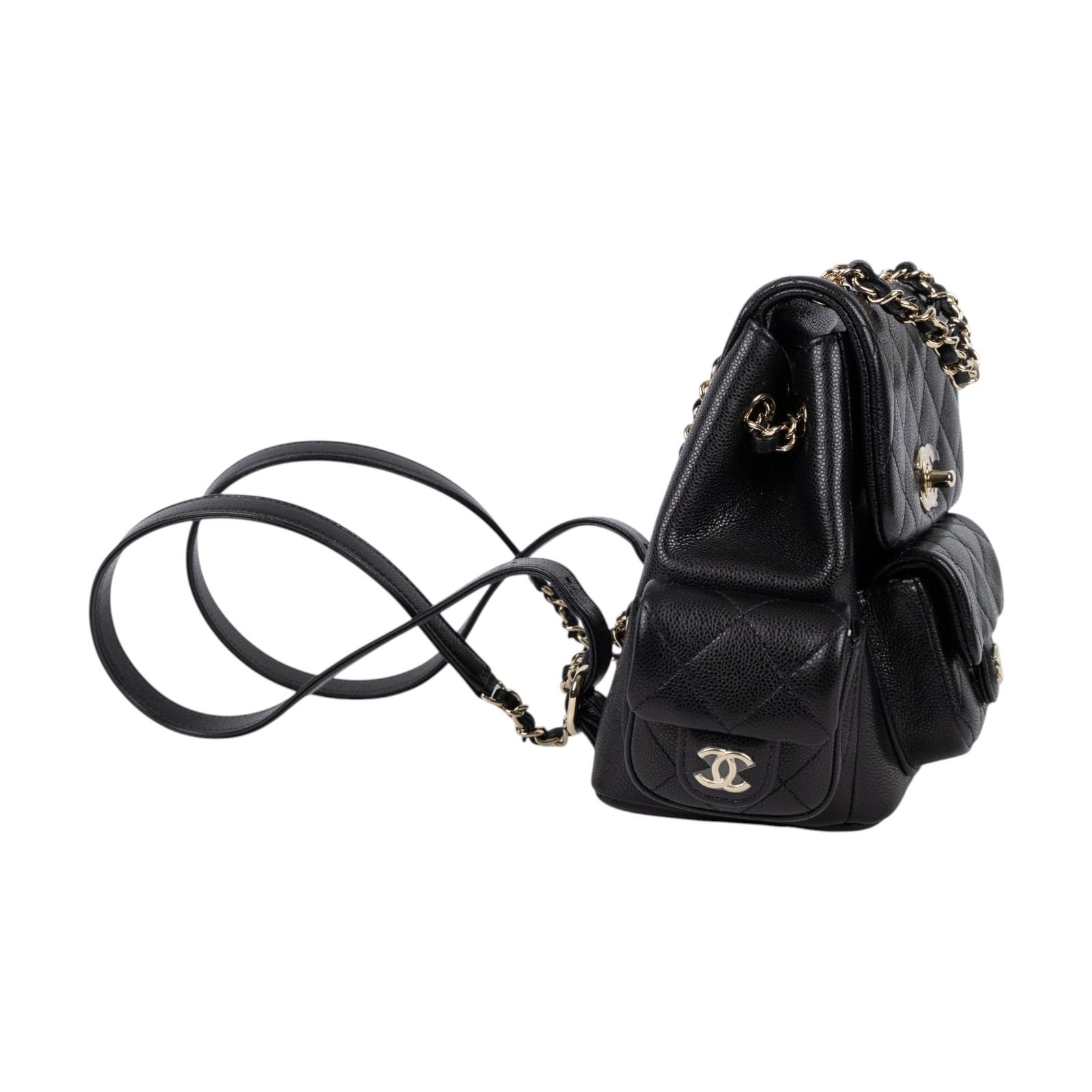 香奈兒 CHANEL 小型 後背包 AS4399 晶片款 黑金荔枝DUMA 小 防塵袋