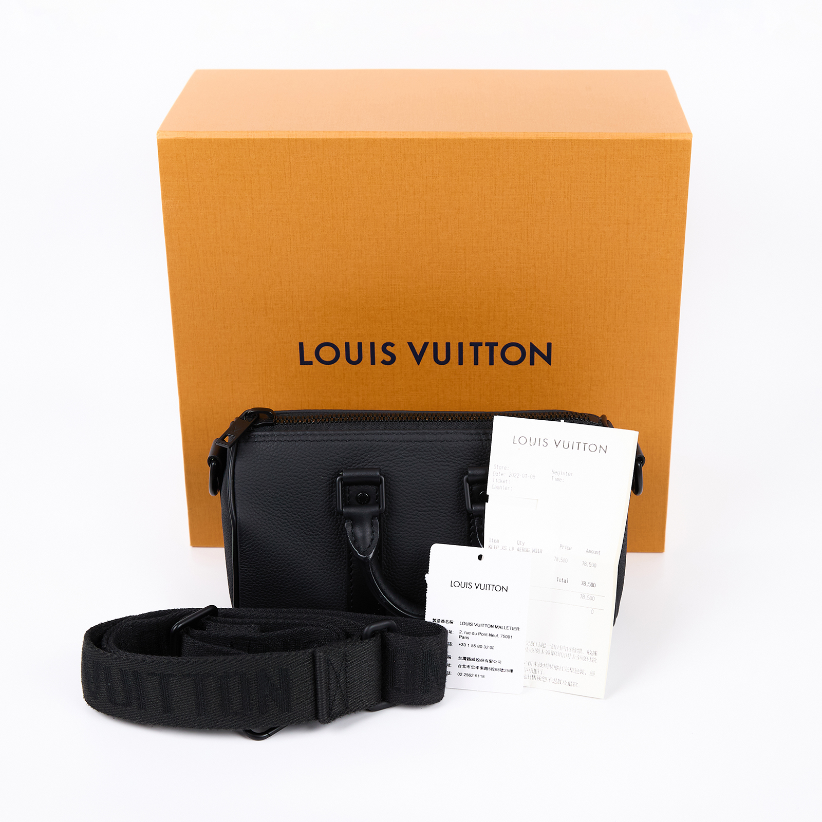 路易威登 LOUIS VUITTON Keepall XS號 手提 斜背 肩背包 黑色 M80950 晶片款 黑KEEPALL  XS 原廠盒子/背帶/購買證明
