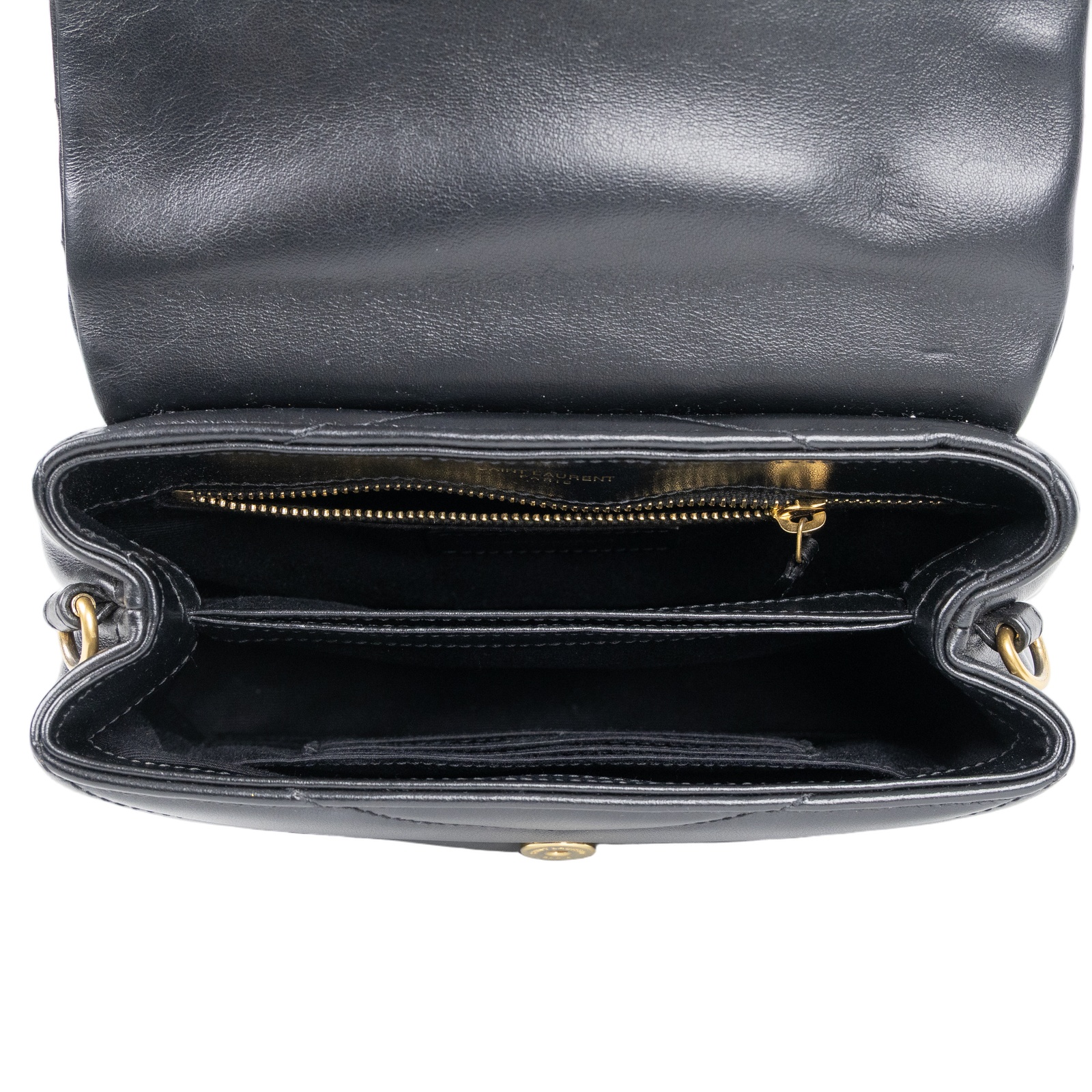 聖羅蘭 YSL SAINT LAURENT Loulou 絎縫 皮革 TOY 手袋 金色五金 467072DV707 黑金LOULOU TOY 背帶