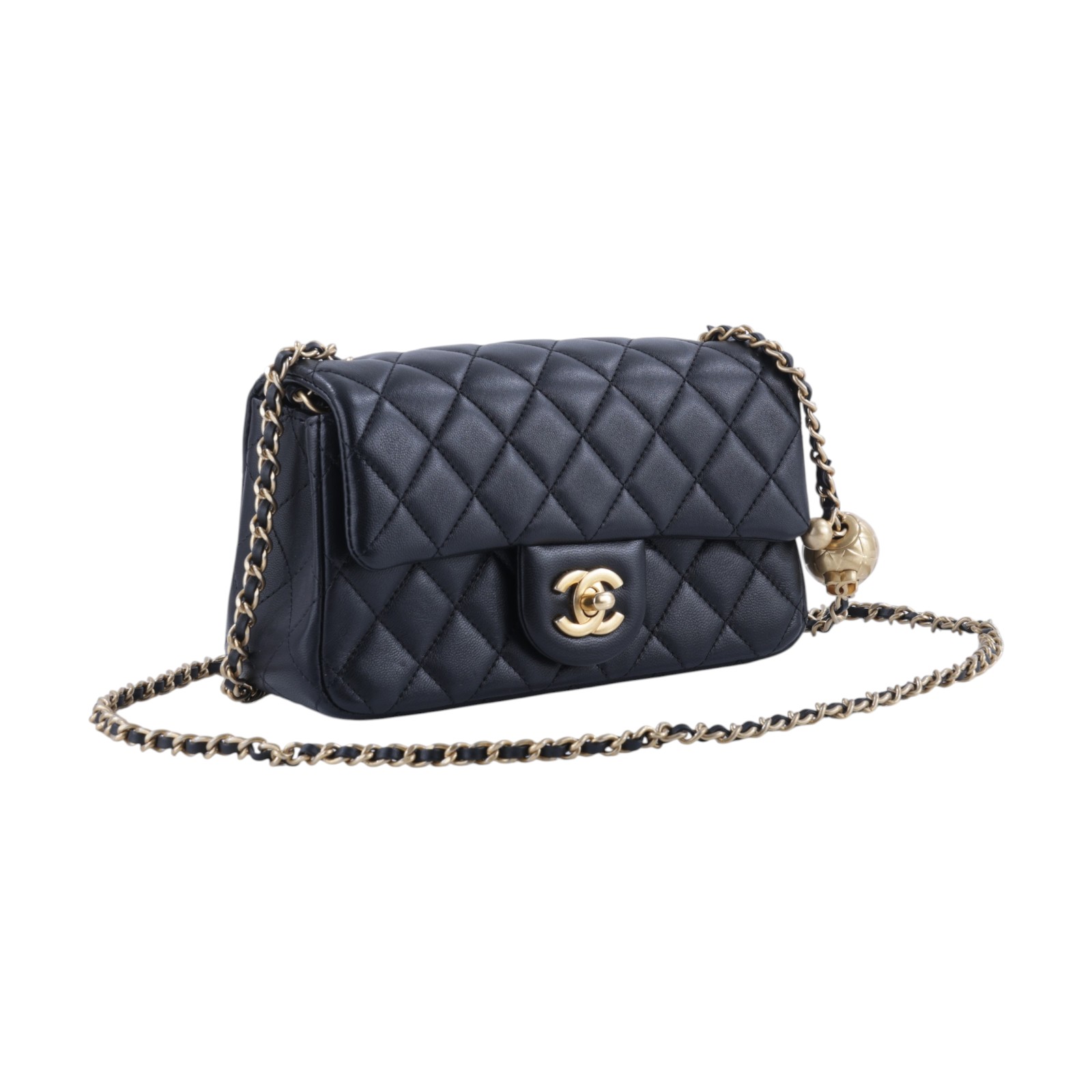 香奈兒 CHANEL 經典迷你口蓋包 AS1787 B02916 黑羊金球COCO20 防塵袋/購買證明影本