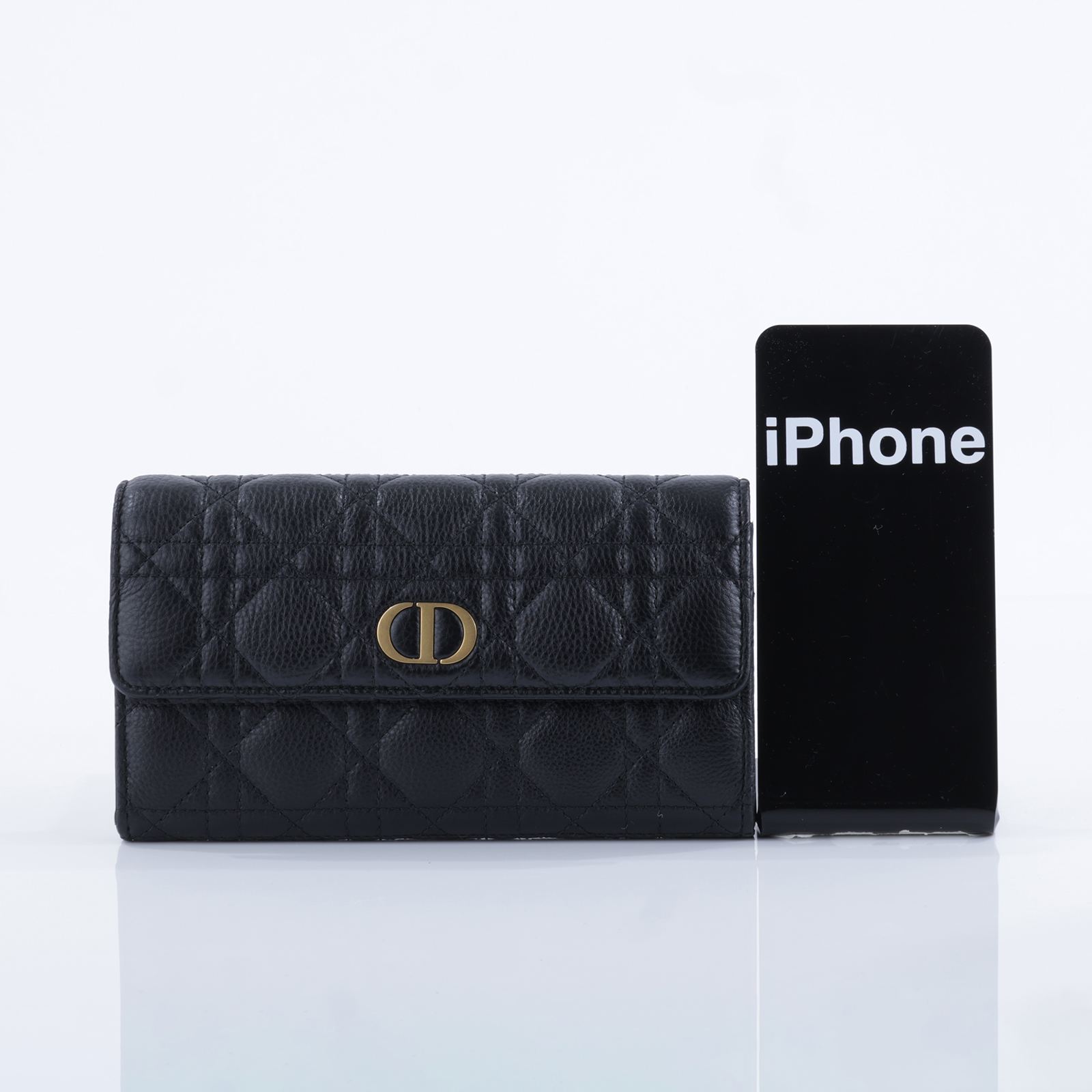 迪奧 CHRISTIAN DIOR Caro 錢包 長夾 小牛皮 S5039UWHC 黑金Caro Orchid 長夾 原廠盒子/防塵袋/購買證明