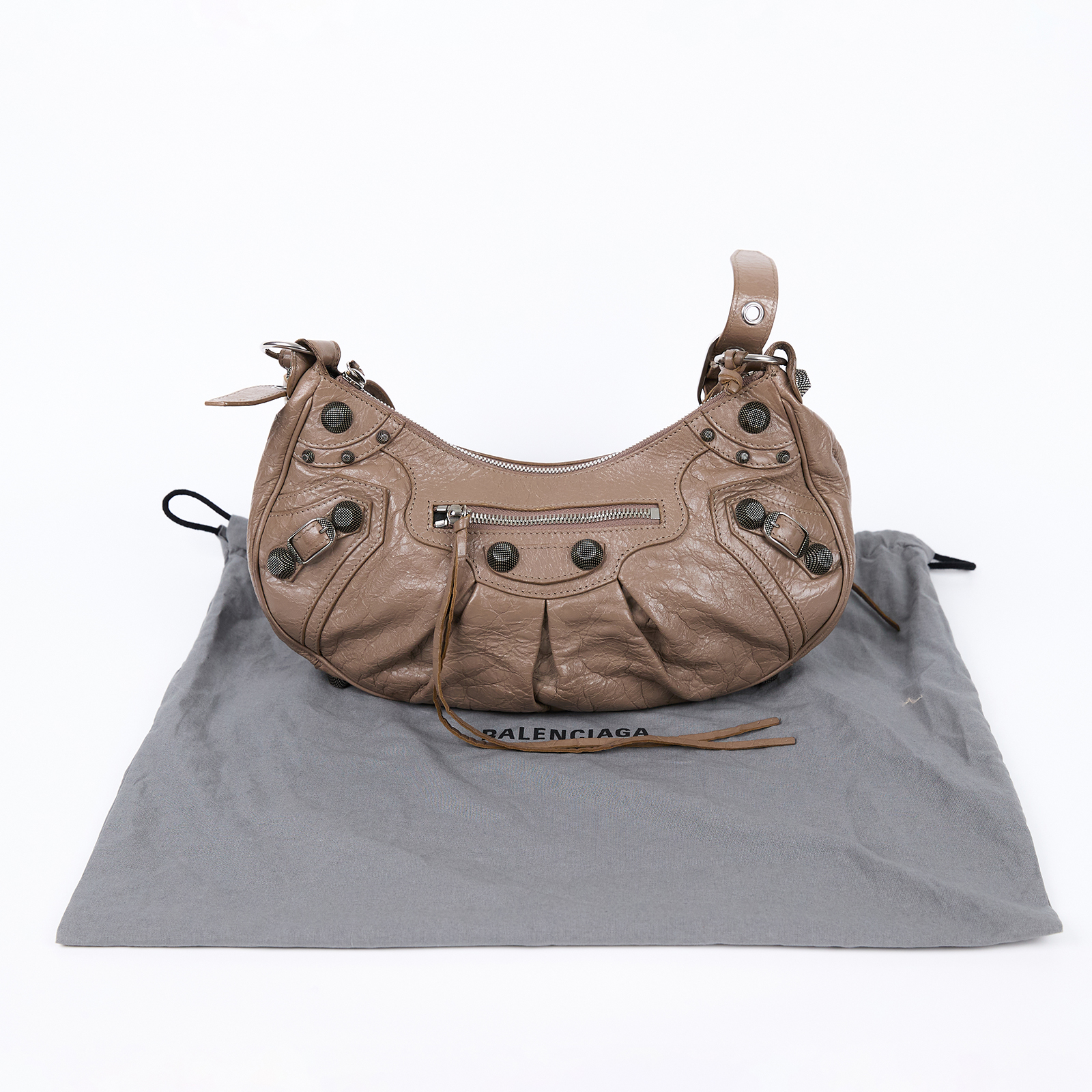 巴黎世家 BALENCIAGA Le cagole 半月 可頌包 小型 6713071VG9Y 米灰LE CAGOLE S 防塵袋/鏡子