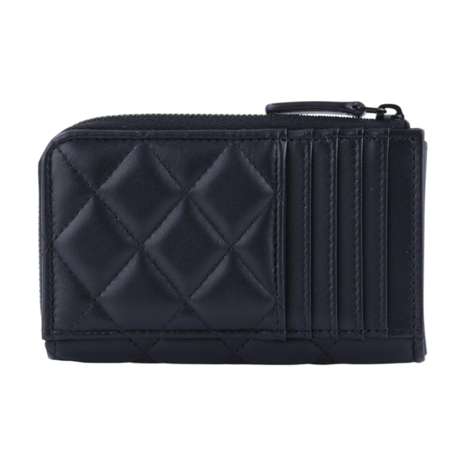 香奈兒 CHANEL CC logo 菱格紋 拉鍊 卡夾 零錢包 AP3179 晶片款 SO BLACK  L拉鍊零錢包 原廠盒子/防塵袋