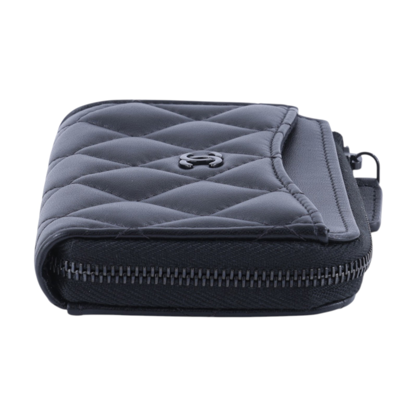 香奈兒 CHANEL CC logo 菱格紋 拉鍊 卡夾 零錢包 AP3179 晶片款 SO BLACK  L拉鍊零錢包 原廠盒子/防塵袋