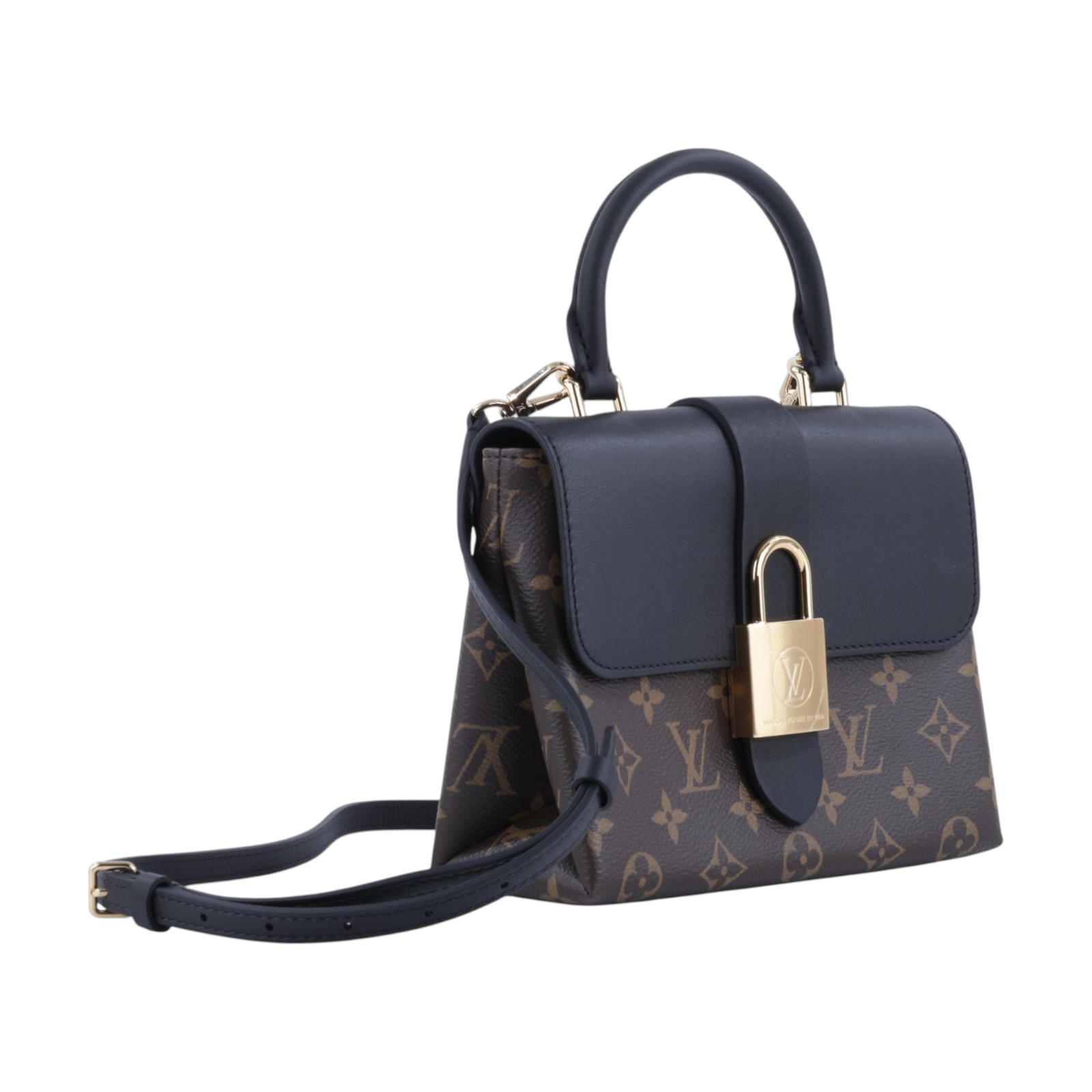 路易威登 LOUIS VUITTON Locky BB 手提包 黑色 M44141 晶片款 黑拼原花LOCKY BB手提肩背包 原廠盒子/防塵袋/背帶