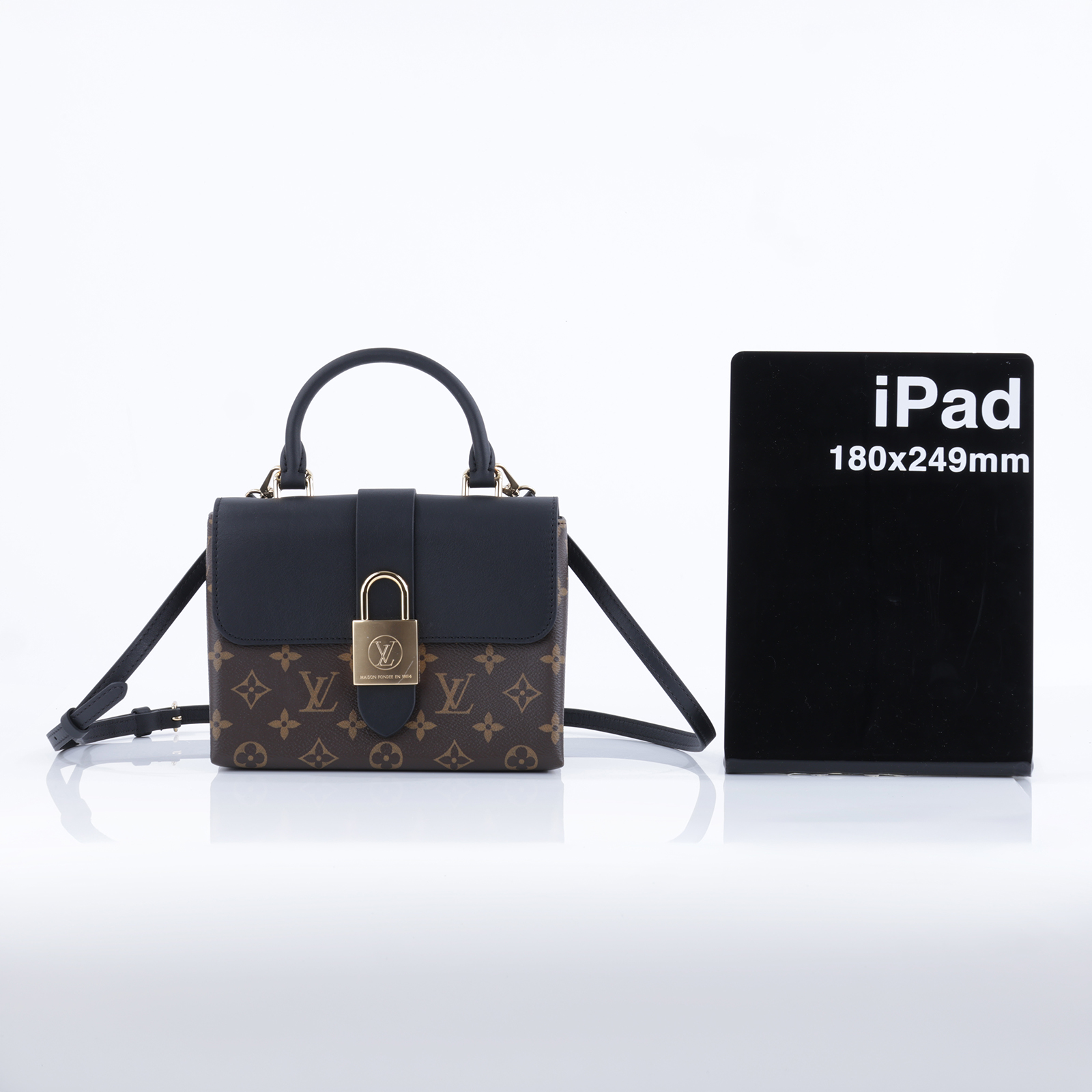 路易威登 LOUIS VUITTON Locky BB 手提包 黑色 M44141 晶片款 黑拼原花LOCKY BB手提肩背包 原廠盒子/防塵袋/背帶
