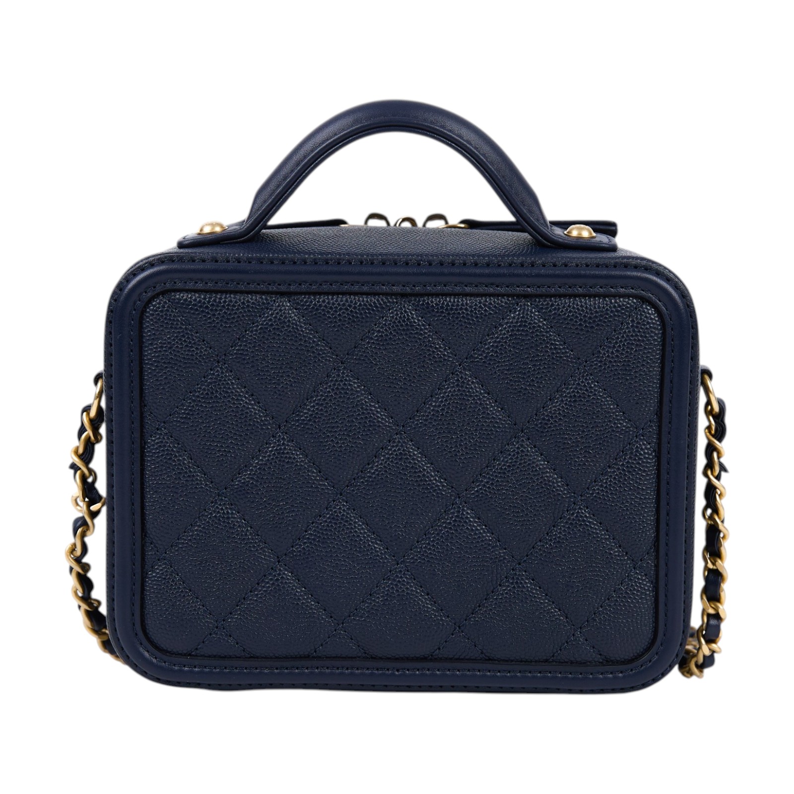 香奈兒 CHANEL Vanity Case Handle 斜背 手提 化妝箱 A93342 Y83371 26開深藍vANITY CASE17 原廠盒子/防塵袋/購買證明/保證卡
